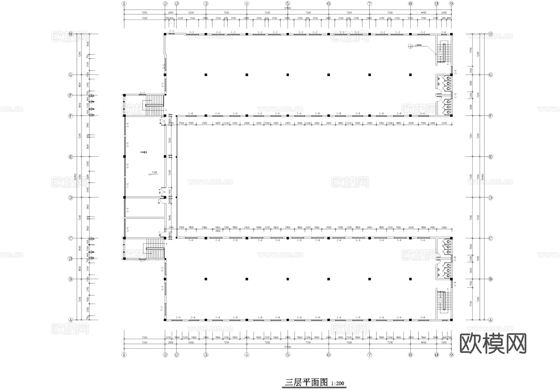 丙级工业厂房办公建筑CAD施工图cad施工图