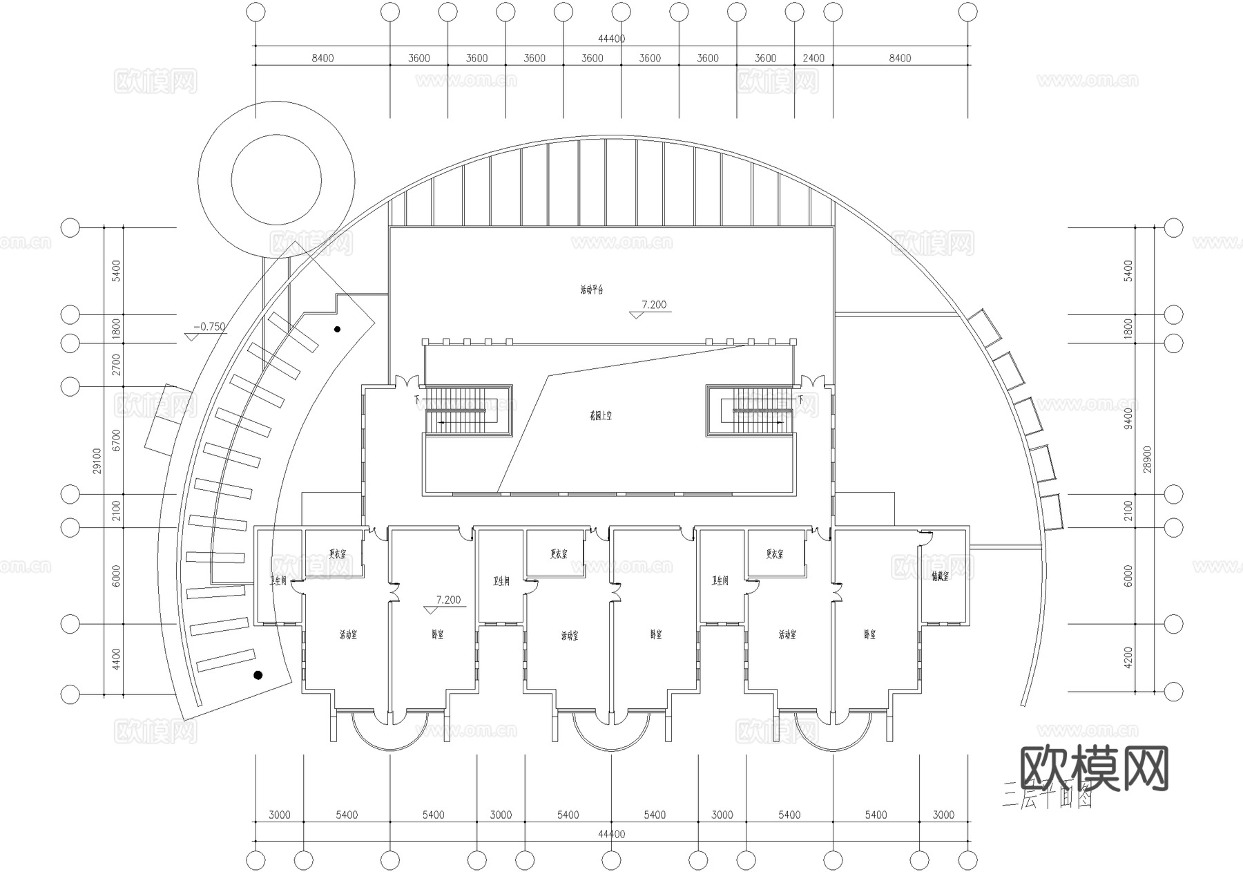 三层幼儿园托儿所建筑cad施工图