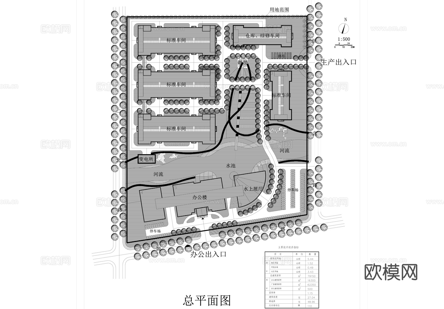 工业区建筑规划CAD平面施工图cad施工图