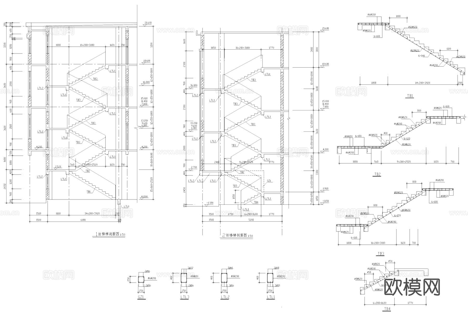 五层框架结构五金装饰厂房车间工业建筑CAD施工图cad施工图