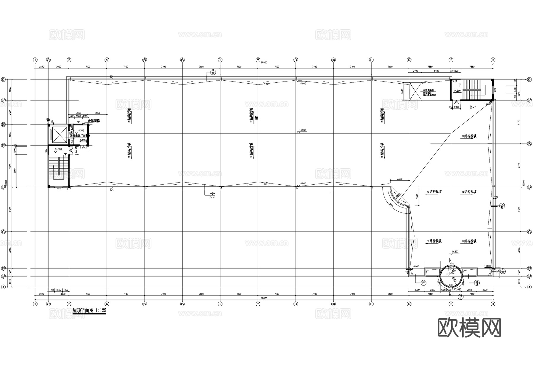 工业实验中心办公楼车间厂房建筑CAD施工图cad施工图