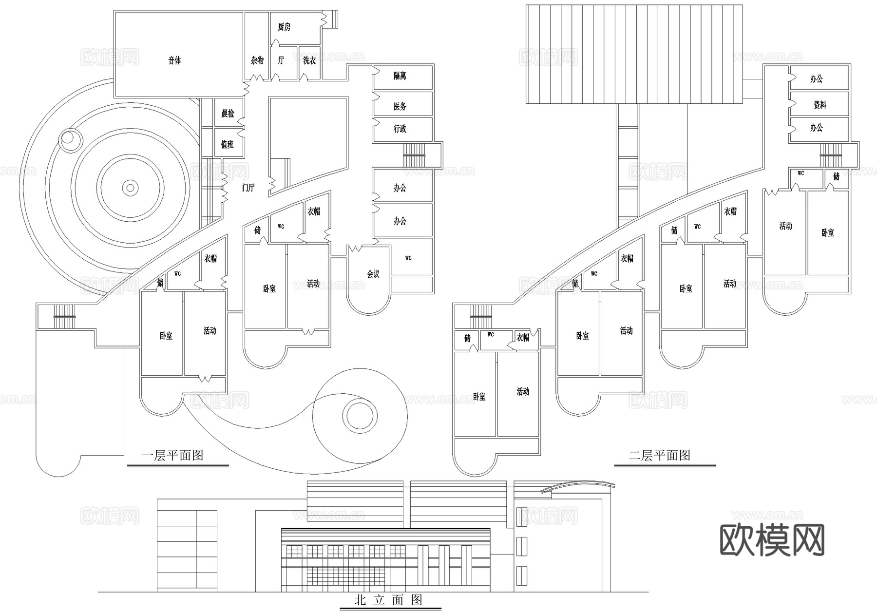 幼儿园建筑 三层托儿所cad施工图
