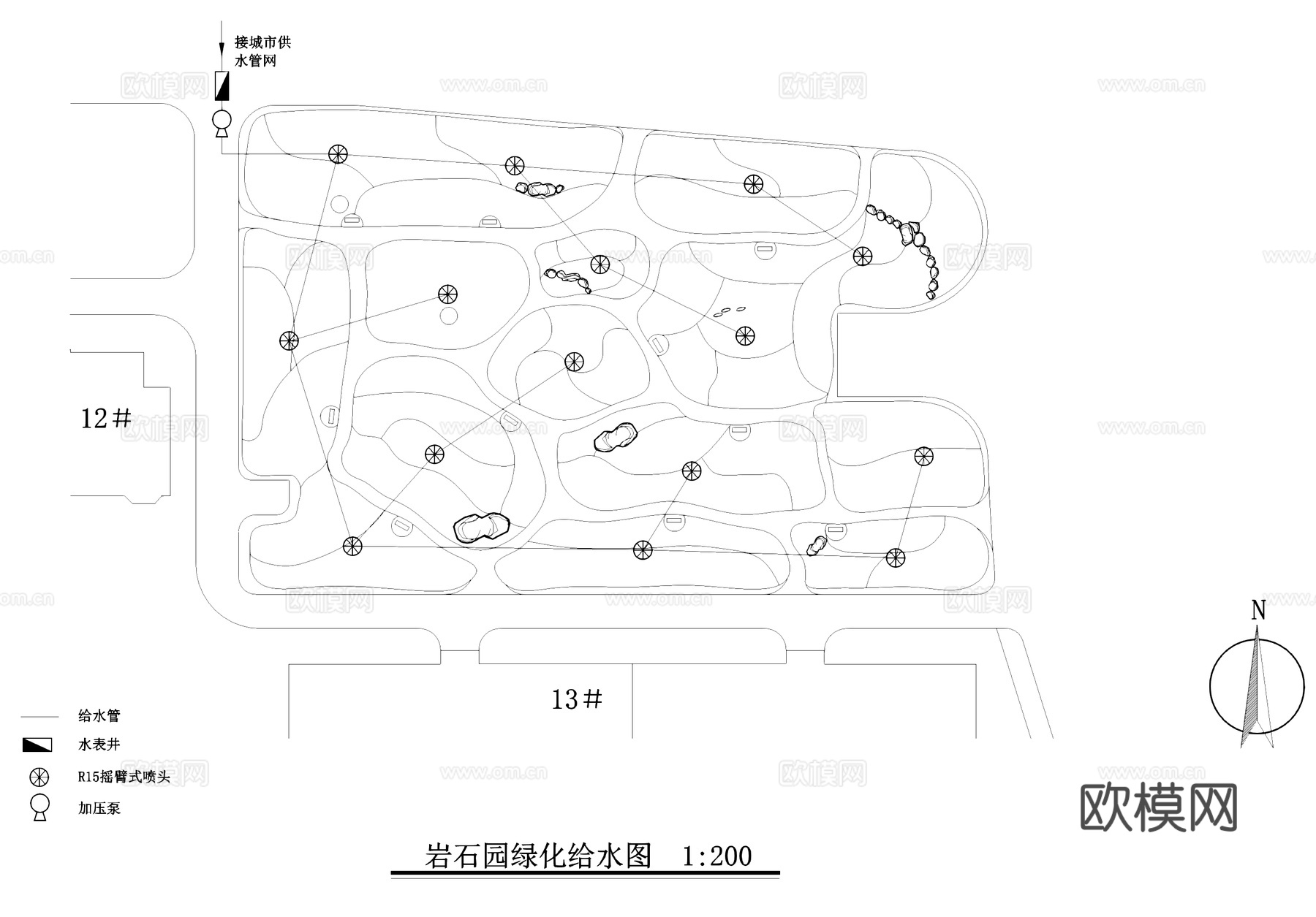 岩石园景观植物绿化平面CAD施工图cad施工图