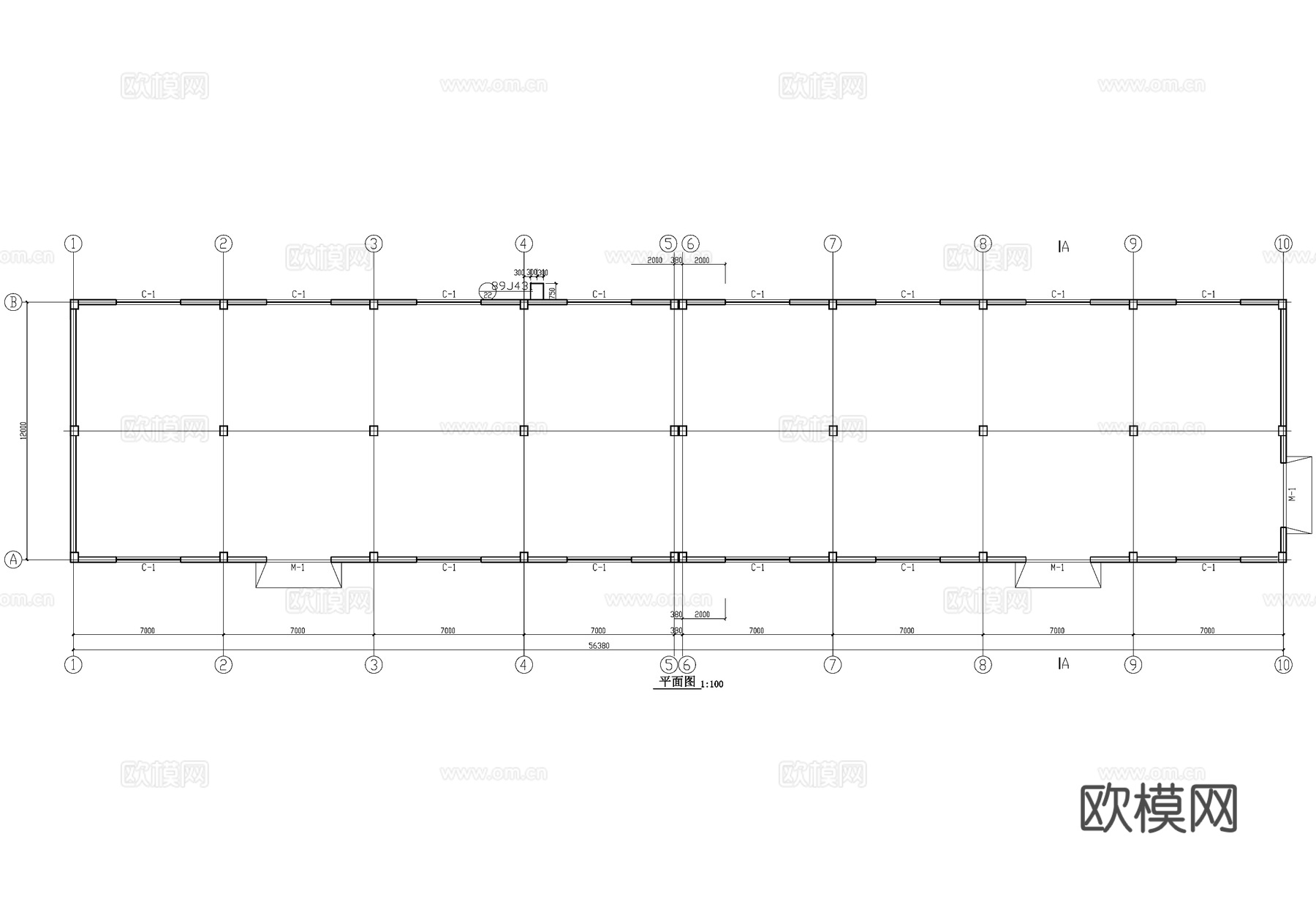 单层车间厂房仓库工业建筑CAD施工图cad施工图