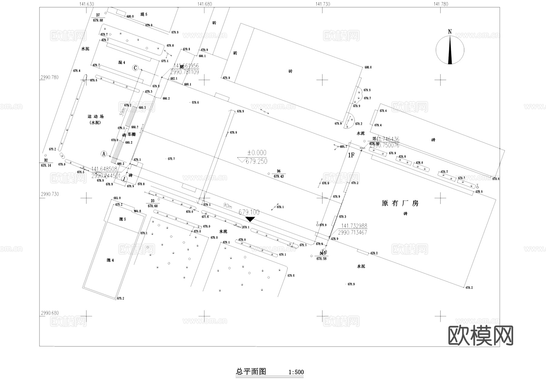 电力设备厂单层厂房工业建筑CAD施工图cad施工图