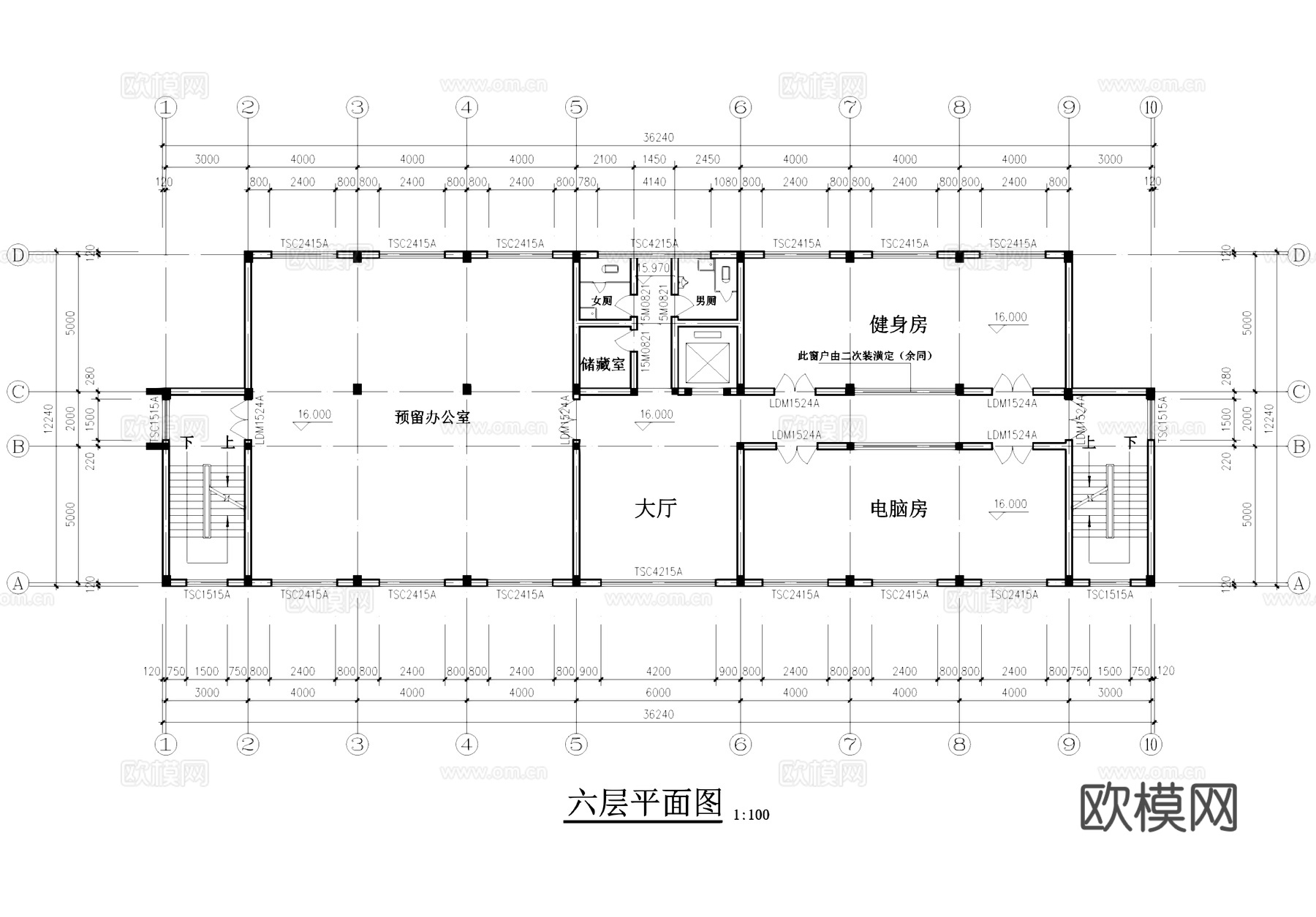 厂区办公楼建筑CAD施工图cad施工图