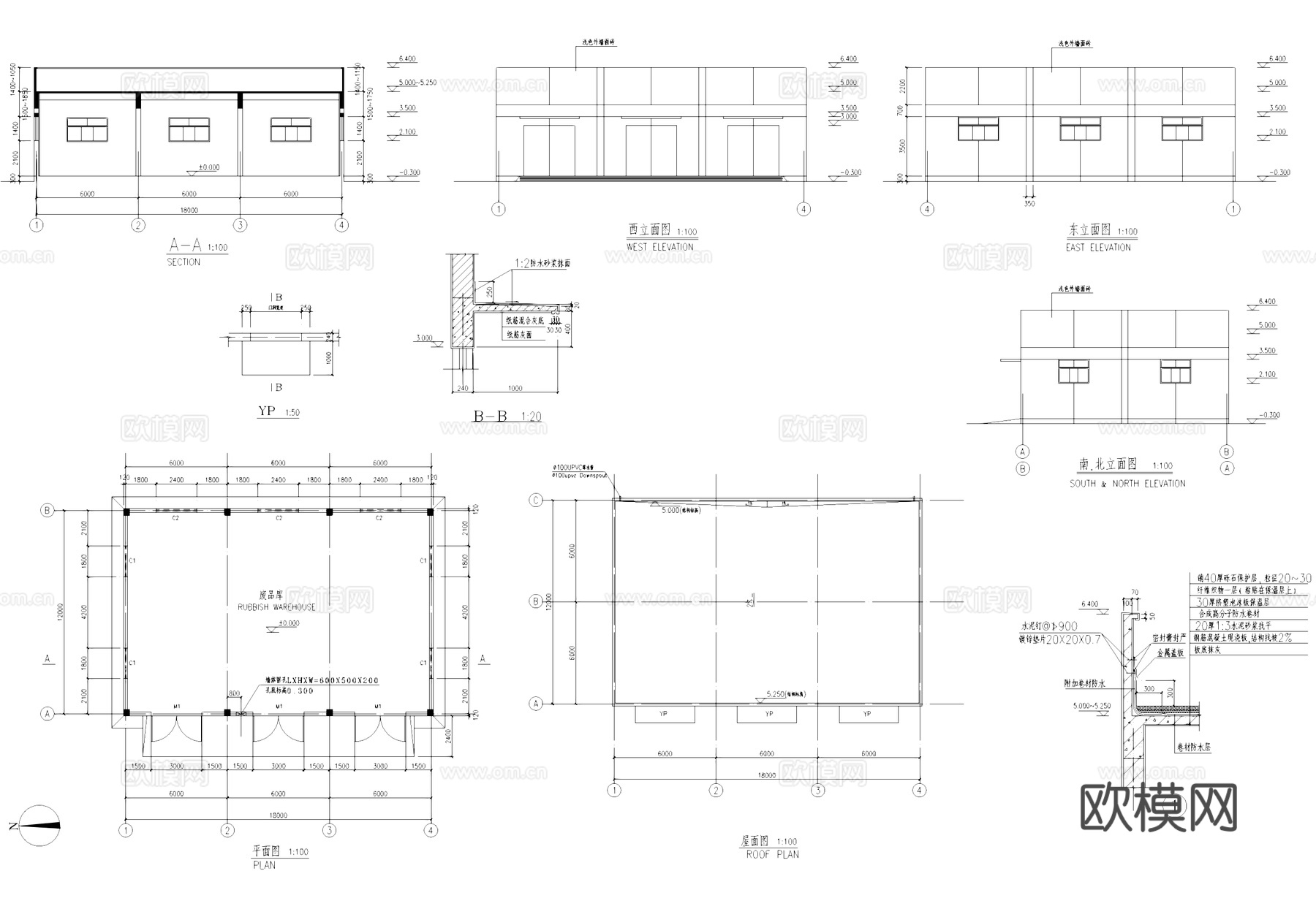 信息机器工厂动力房配电室接待室废品库工业建筑CAD施工图集cad施工图