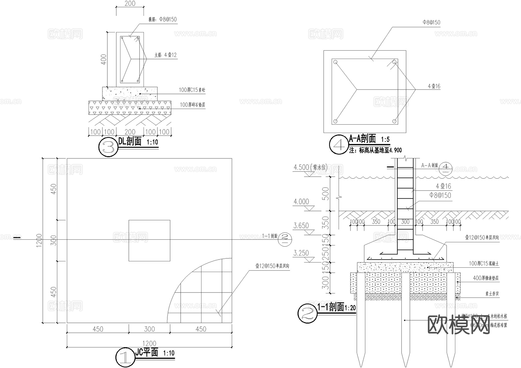 水上木栈道cad施工图cad施工图