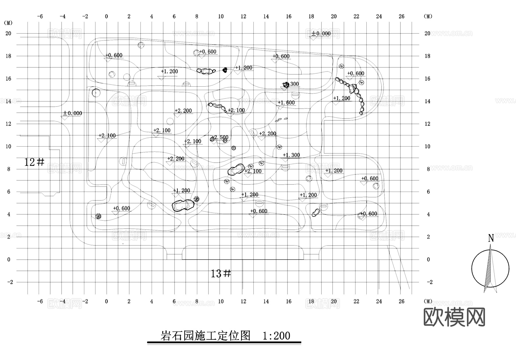 岩石园景观植物绿化平面CAD施工图cad施工图