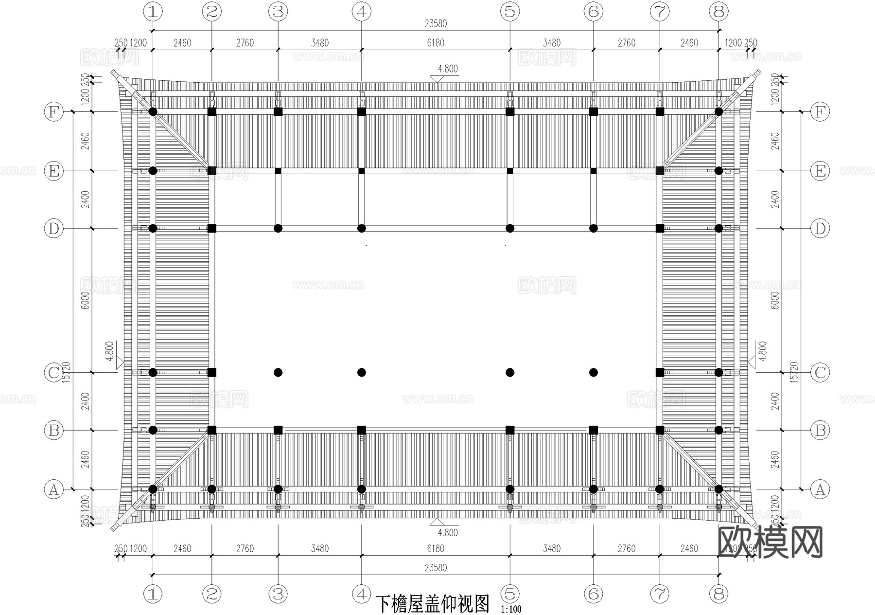 寺庙 道观大殿仿古建筑 重檐歇山顶cad施工图cad施工图