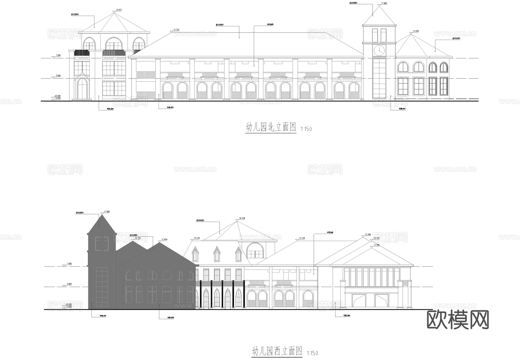 徐州国际学校幼儿园建筑CAD施工图集cad施工图