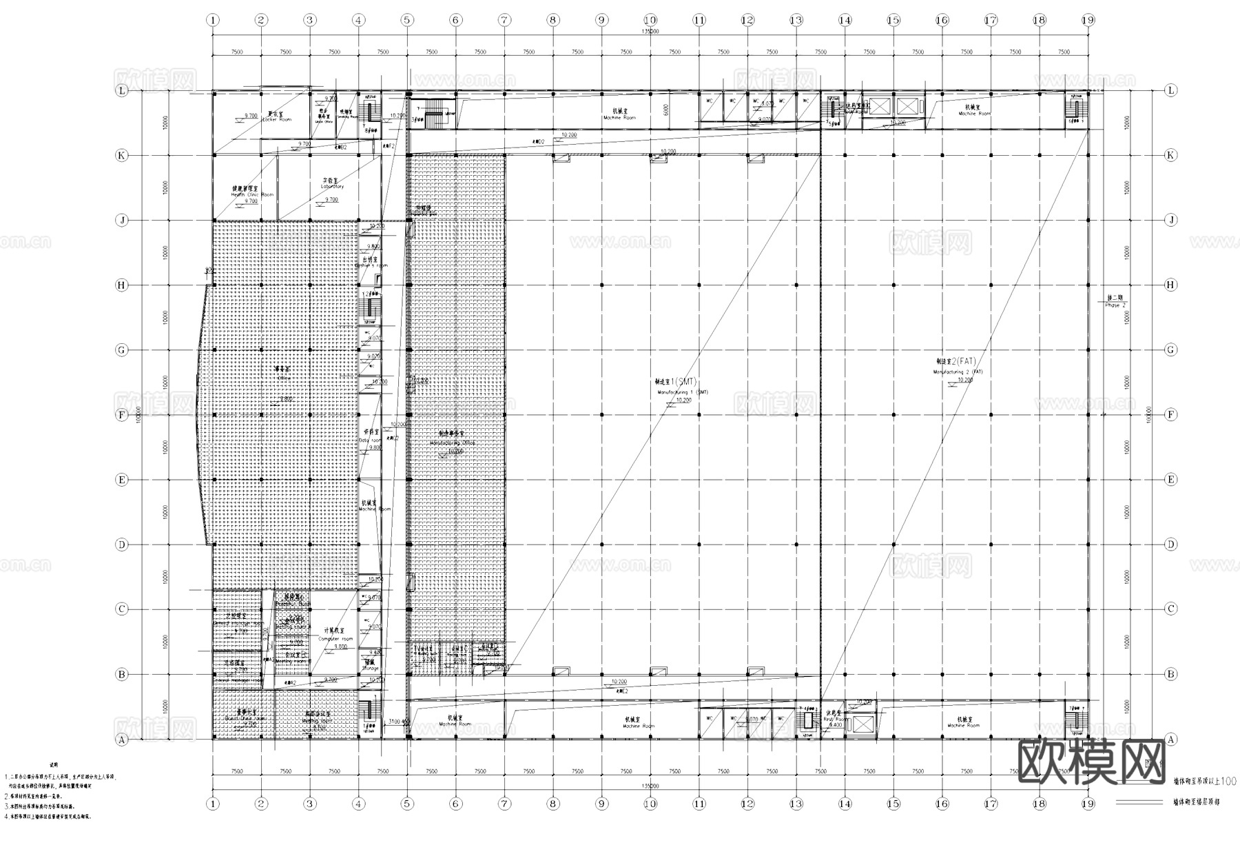 单层制造包装车间厂房工业建筑CAD施工图cad施工图
