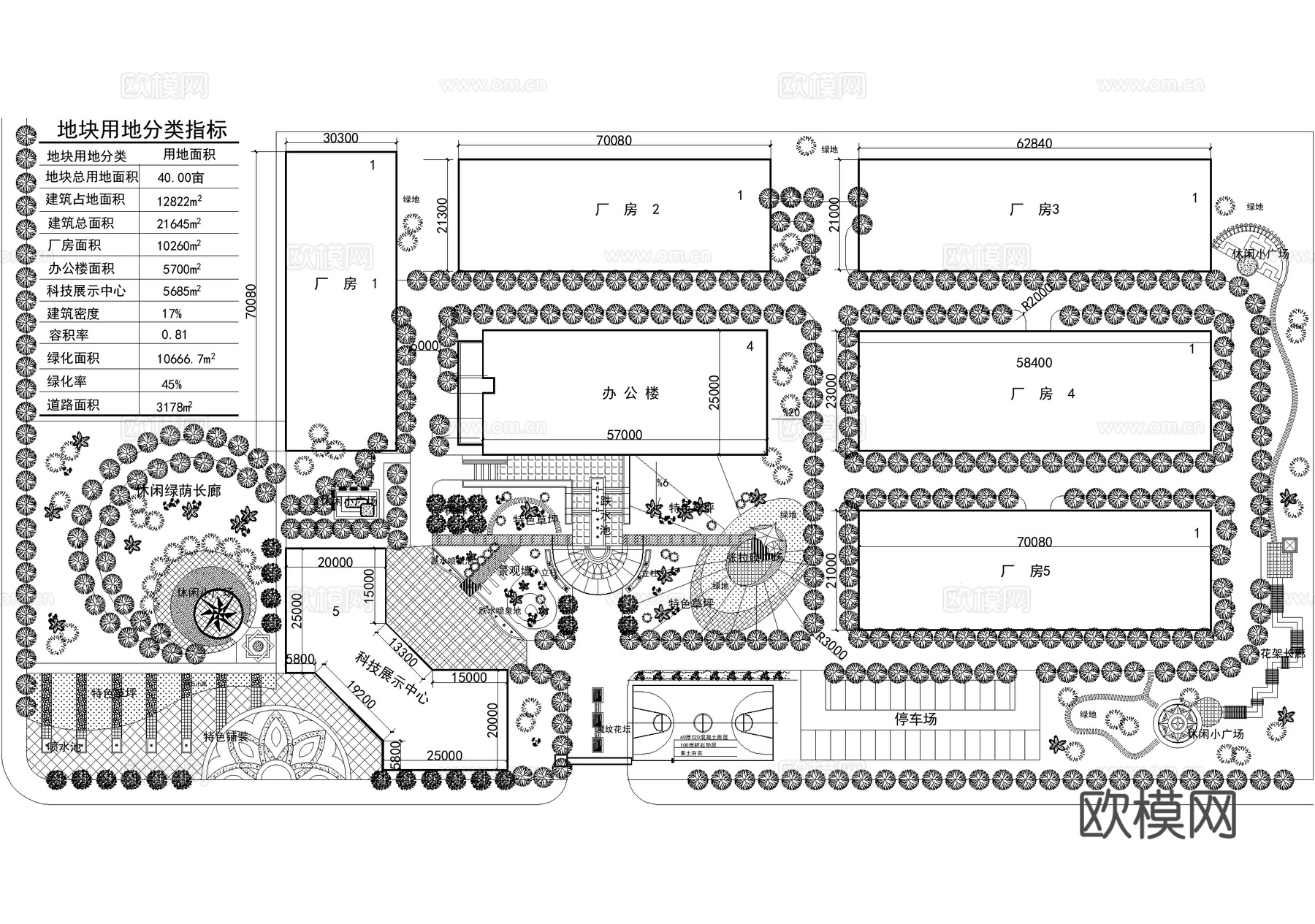厂房产业园景观 工业园区 规划平面图cad施工图