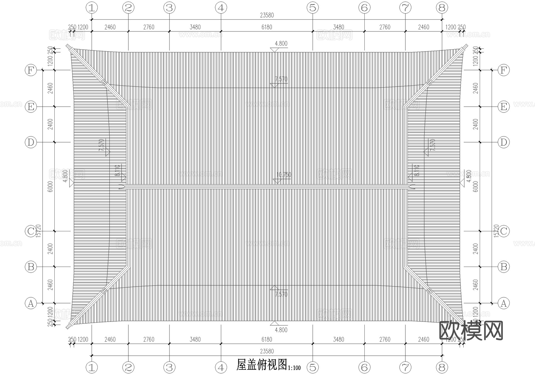 寺庙 道观大殿仿古建筑 重檐歇山顶cad施工图cad施工图
