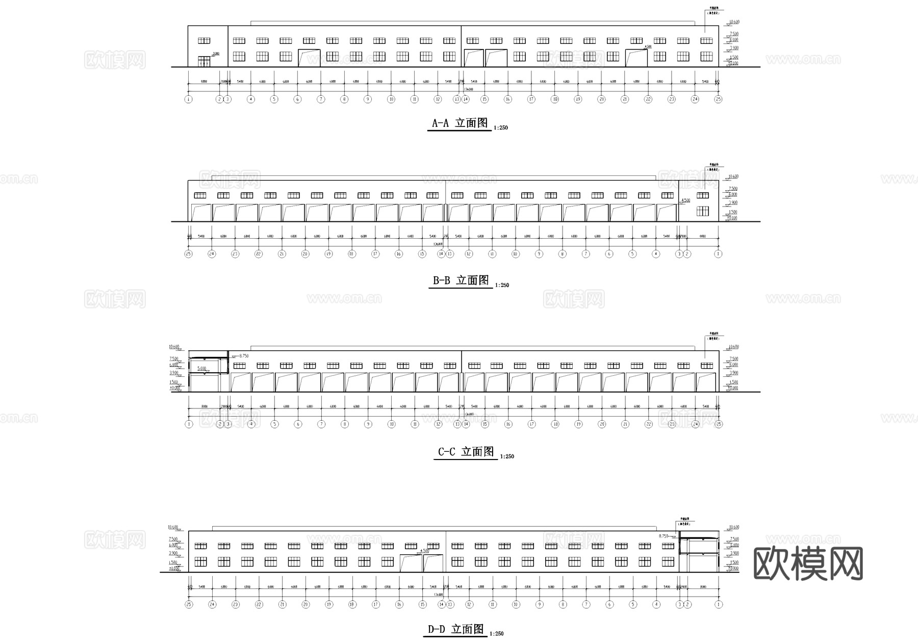 厂房工业车间建筑CAD施工图cad施工图
