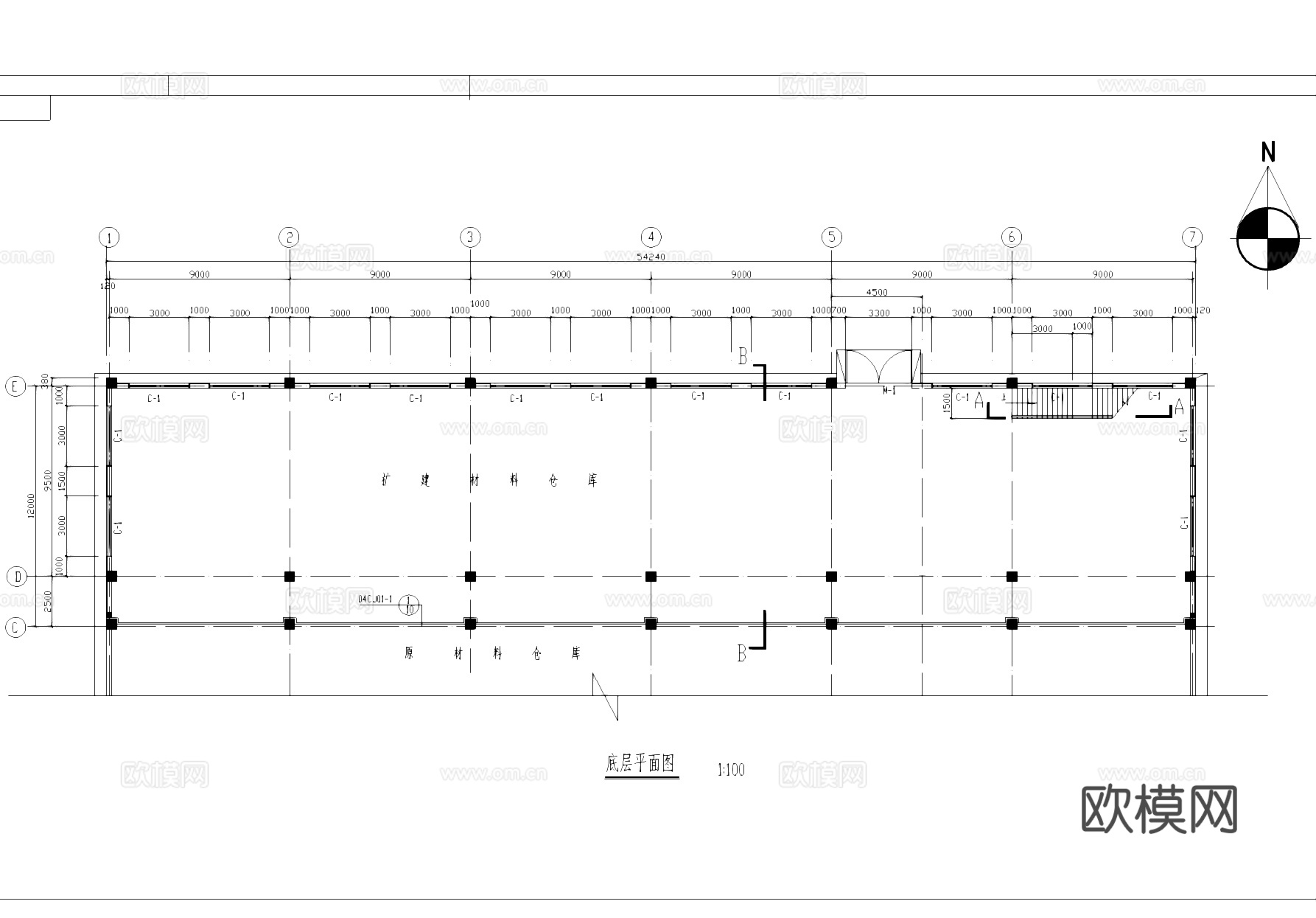 材料仓库工业建筑CAD施工图cad施工图