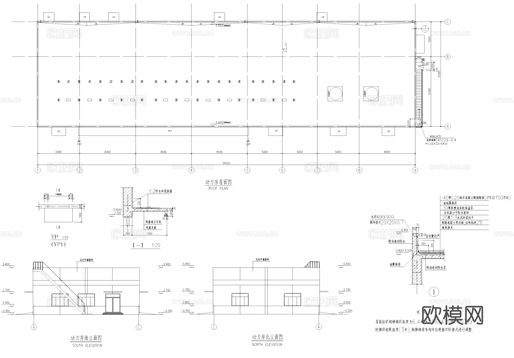 信息机器工厂动力房配电室接待室废品库工业建筑CAD施工图集cad施工图