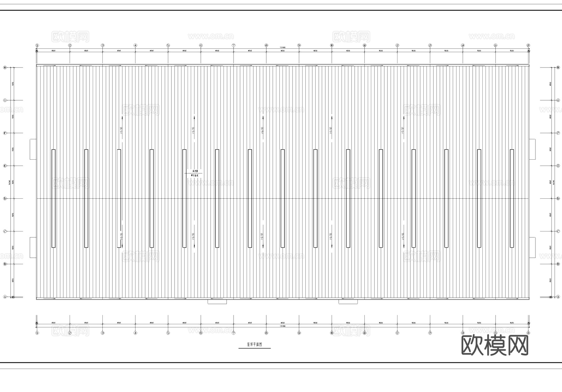 钢结构坡屋面车间厂房工业建筑CAD施工图cad施工图