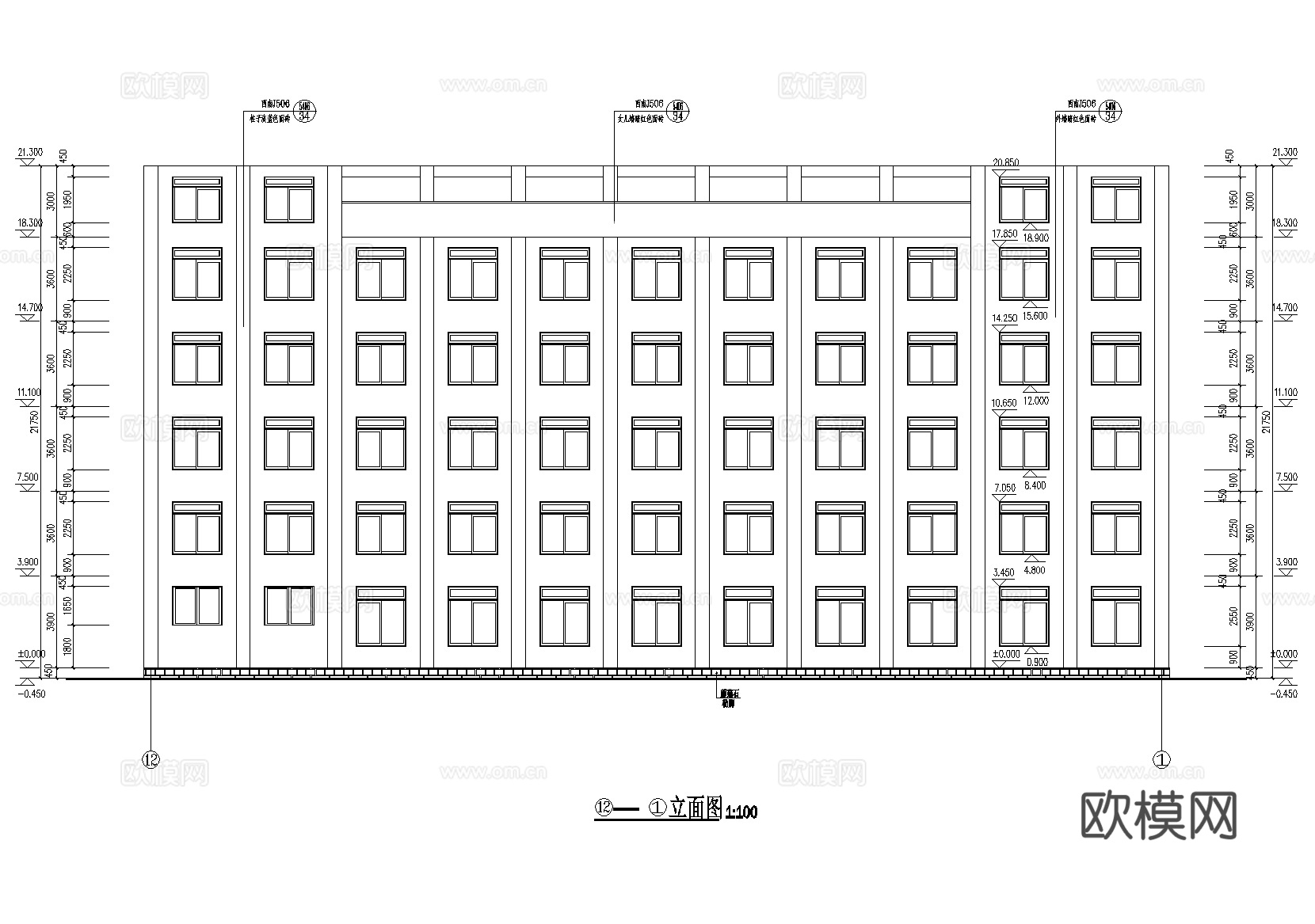 重庆涪陵某工厂办公楼建筑CAD施工图cad施工图