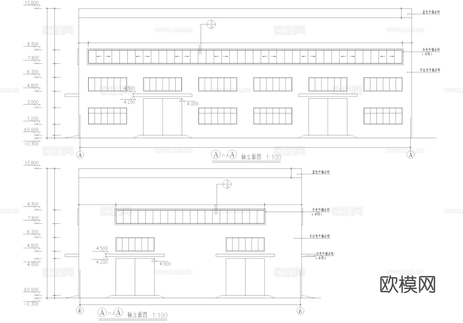 单层框架轻钢屋面厂房车间工业建筑CAD施工图cad施工图