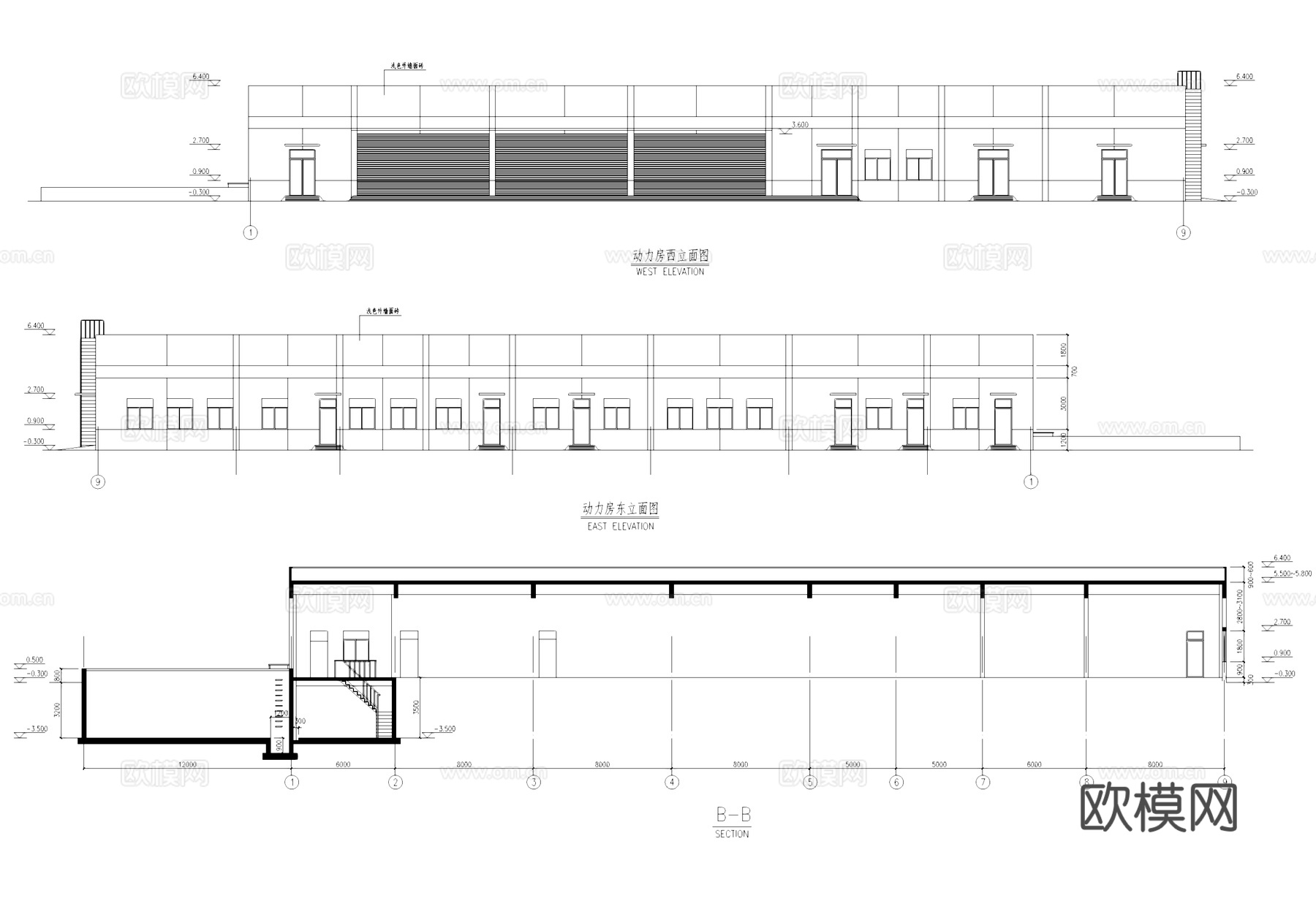 信息机器工厂动力房配电室接待室废品库工业建筑CAD施工图集cad施工图