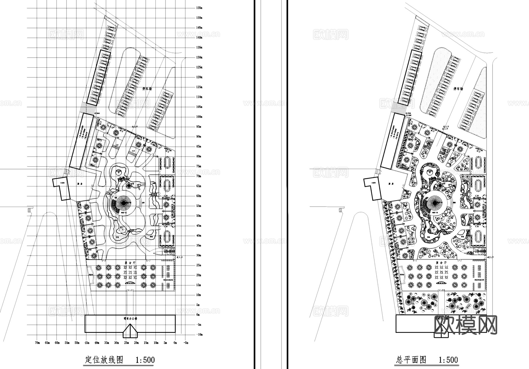 游园餐厅内庭院景观平面CAD施工图cad施工图