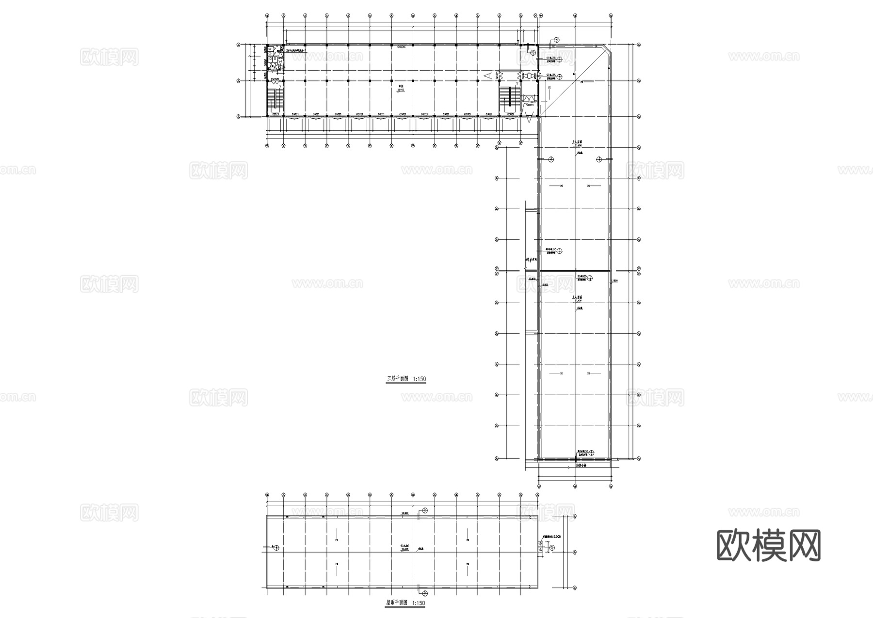 模具塑料厂三层厂房车间工业建筑CAD施工图cad施工图