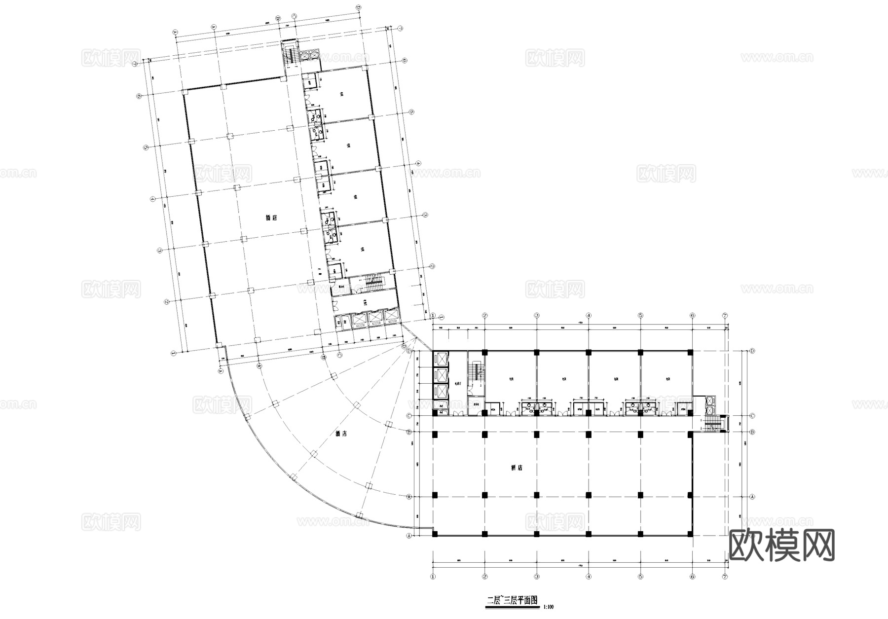 小县城酒楼建筑CAD施工图cad施工图