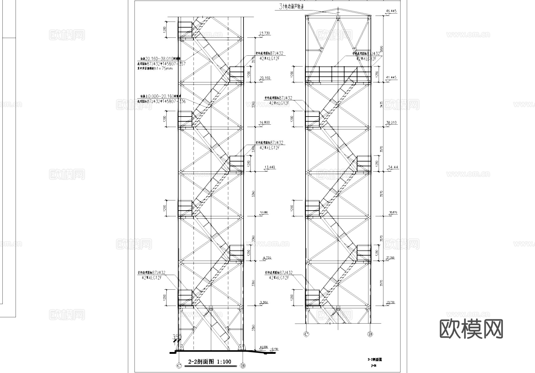 粉煤灰工厂立筒灰仓工业建筑CAD施工图cad施工图