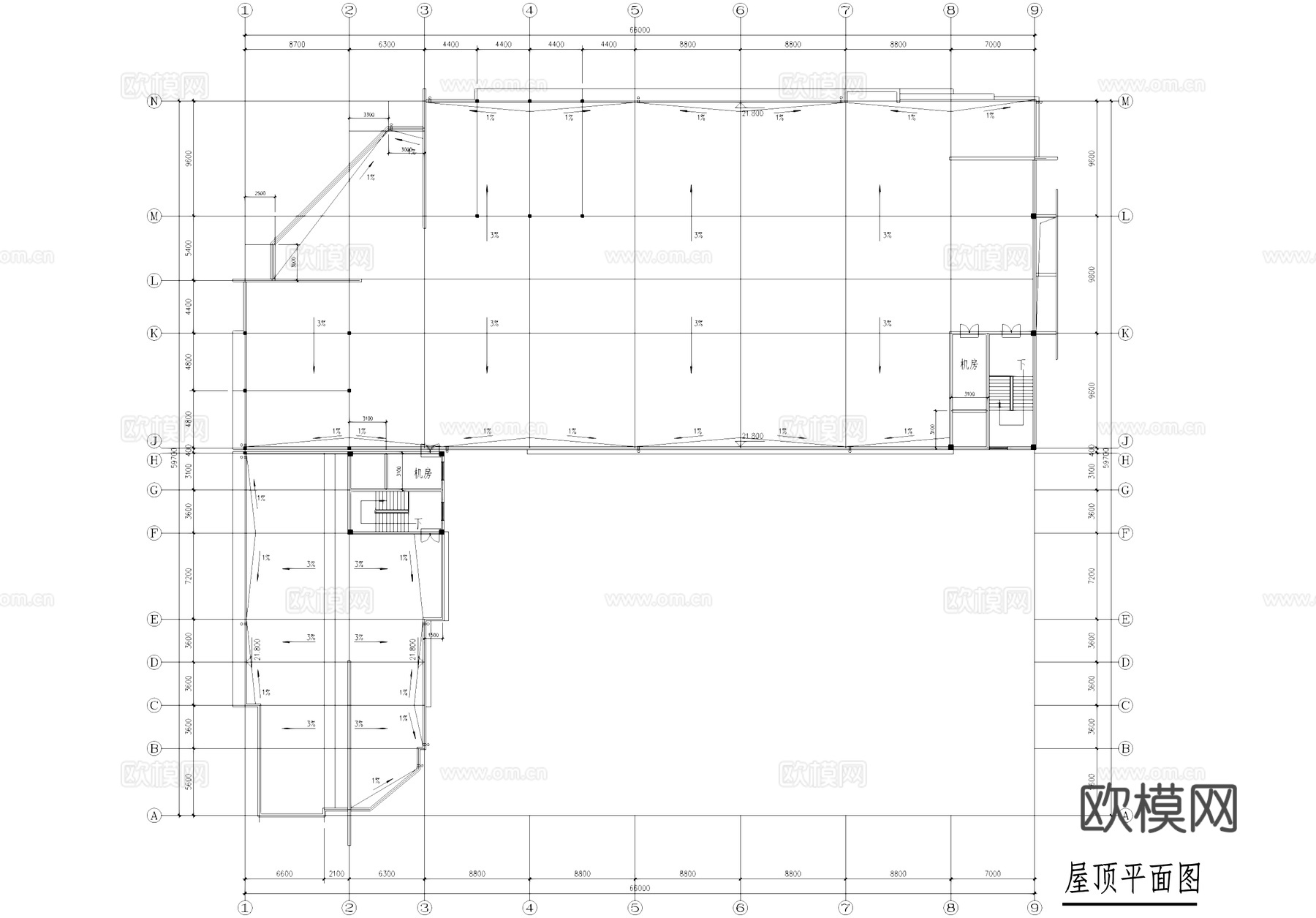 五层工业车间厂房建筑CAD施工图cad施工图