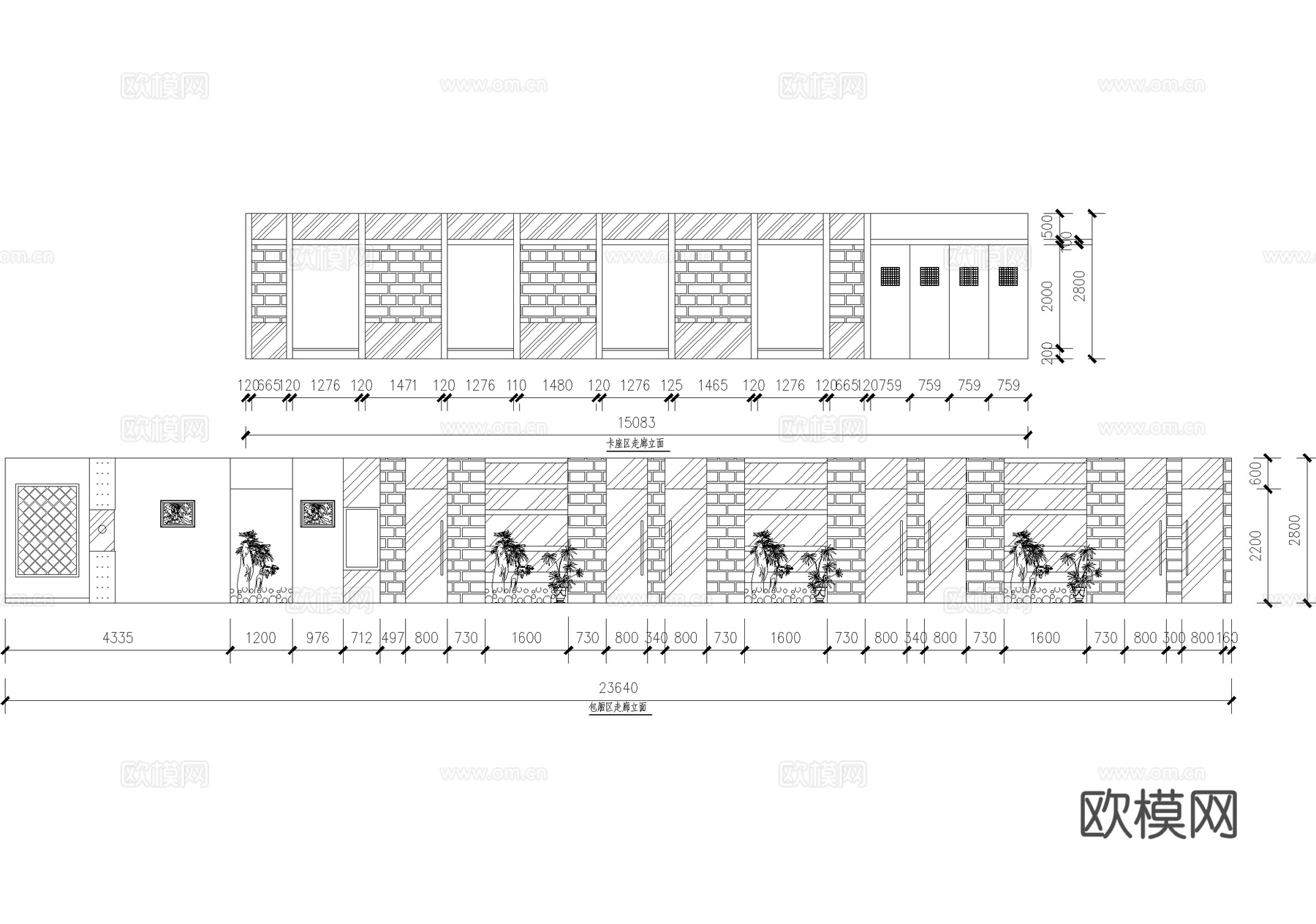 茶馆 二层茶室茶吧会所 茶楼cad施工图