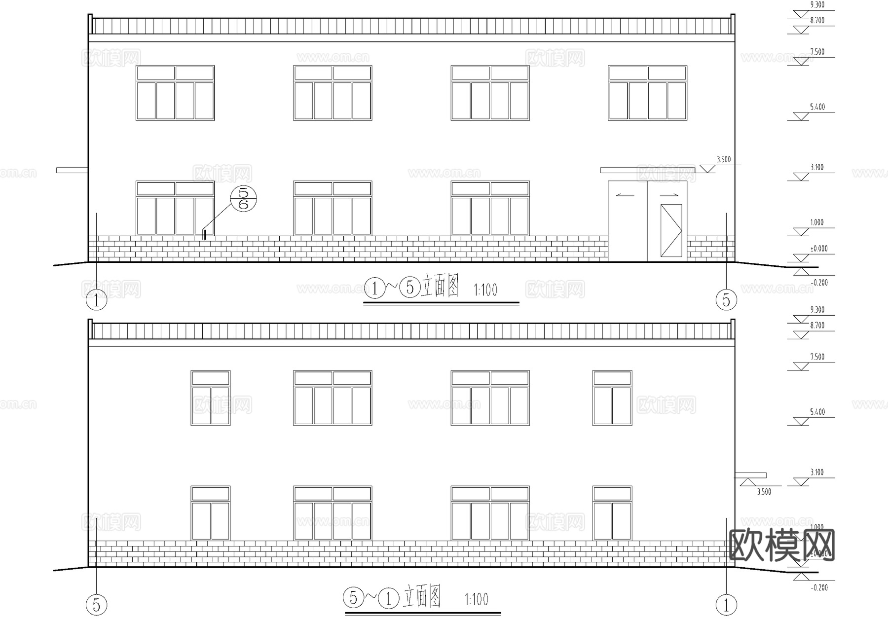 钢结构厂房二层丙类生产车间工业建筑cad施工图
