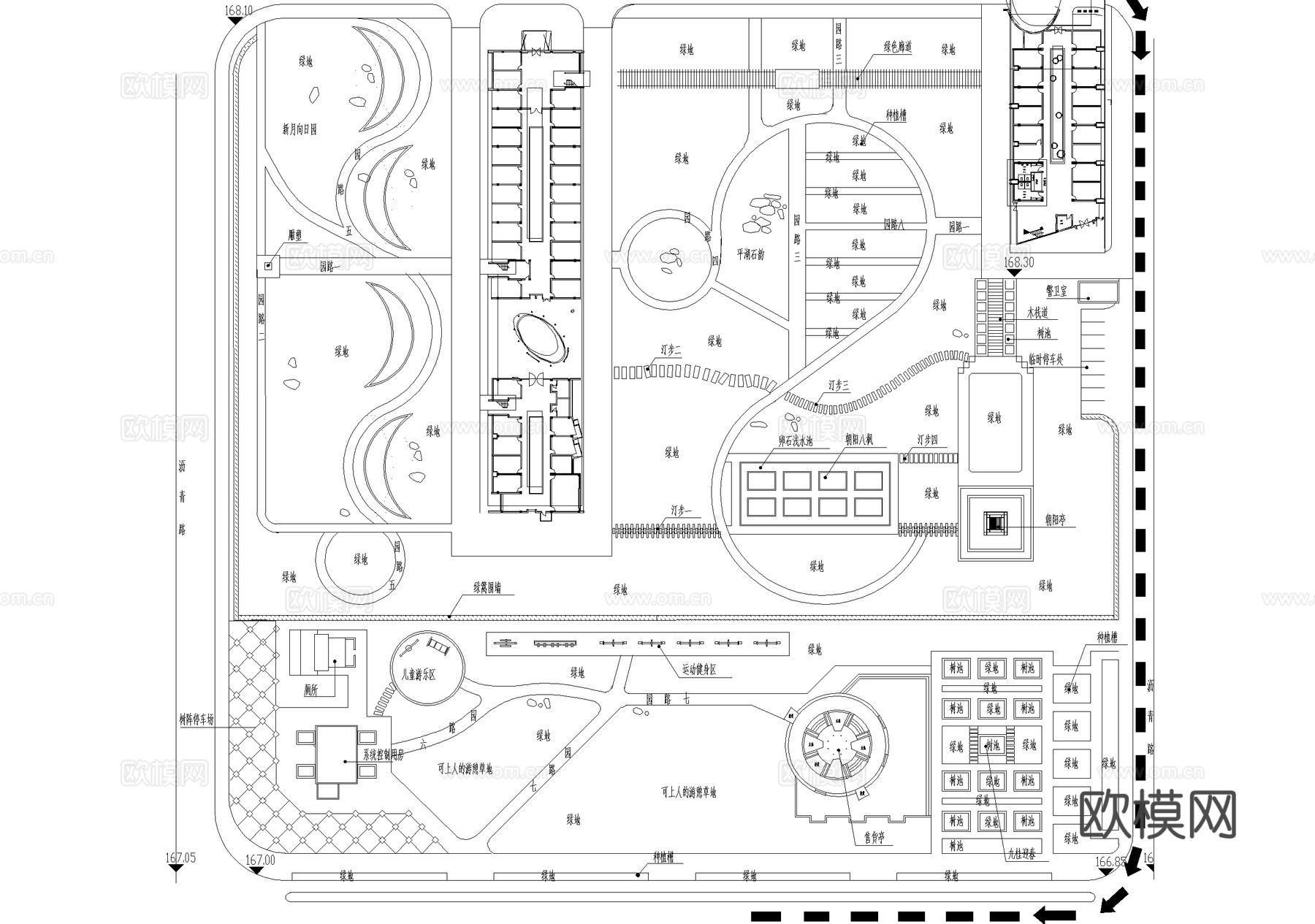 城市行政中心广场 规划总平面图cad施工图
