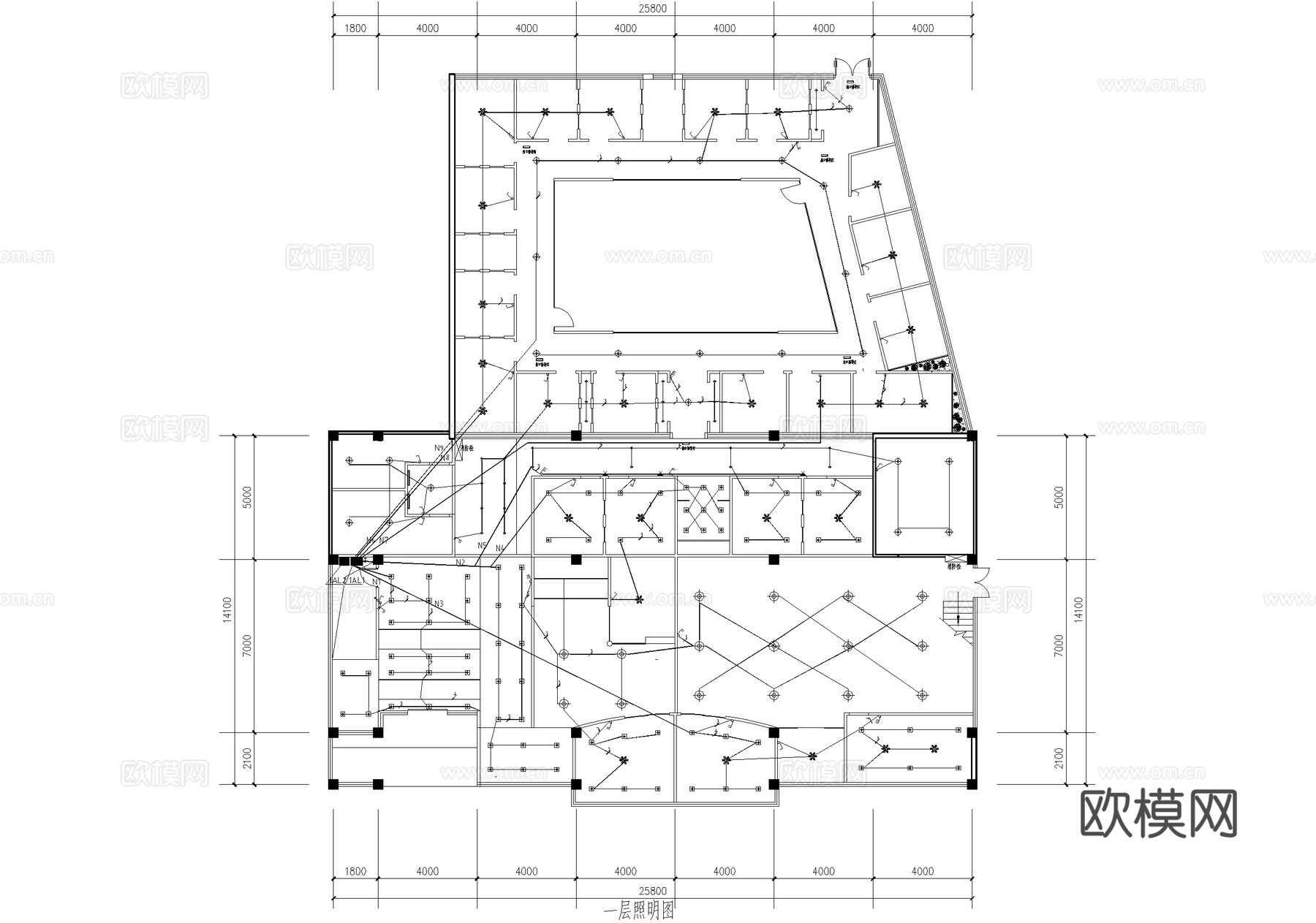 茶馆 二层茶室茶吧会所 茶楼cad施工图