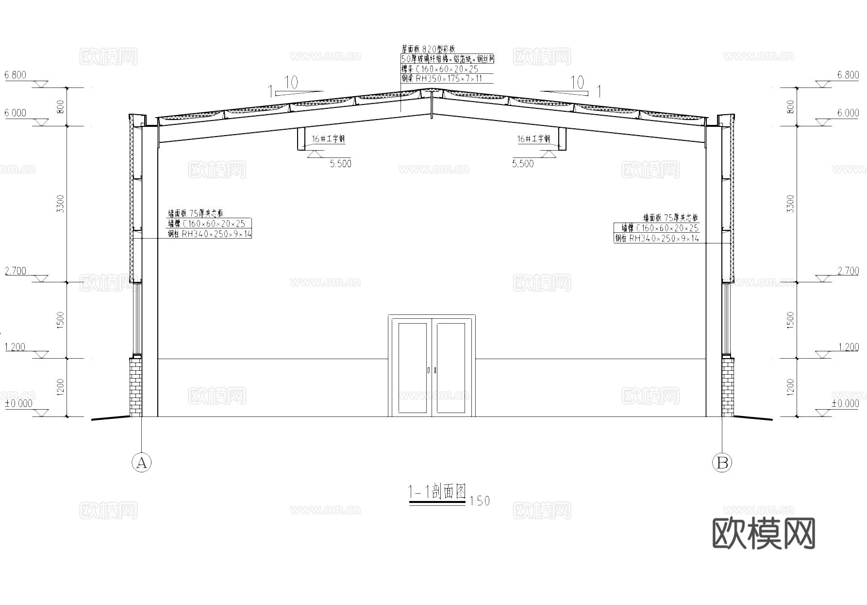 钢结构发电机房工业建筑结构CAD施工图cad施工图