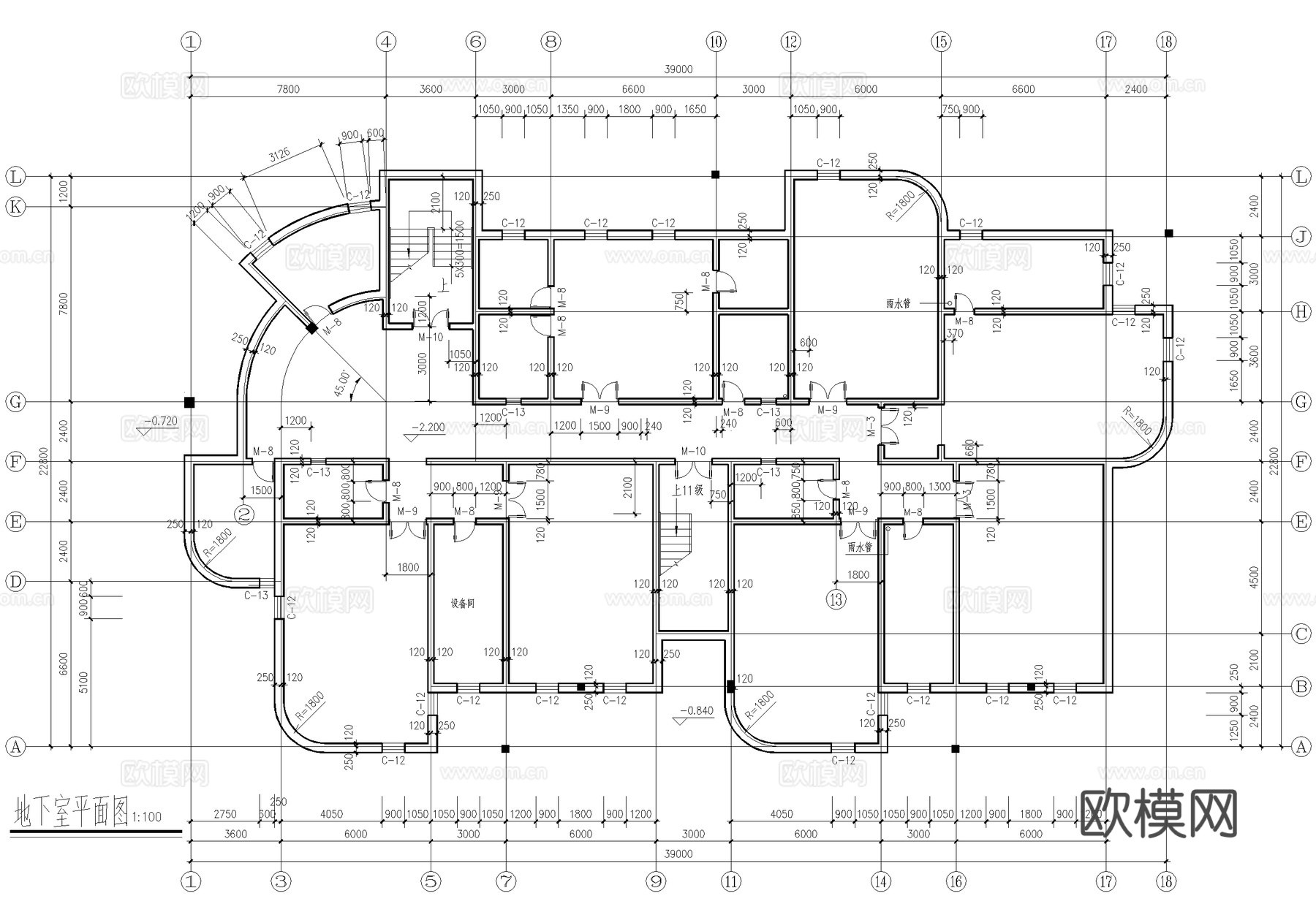 幼儿园建筑 四层托儿所带地下室cad施工图