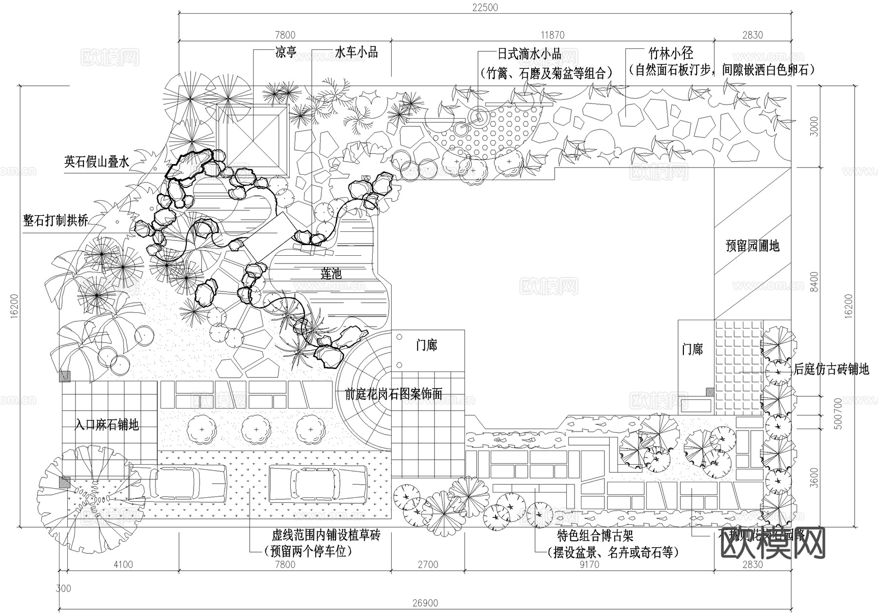 庭院 植物绿化种植平面图cad施工图