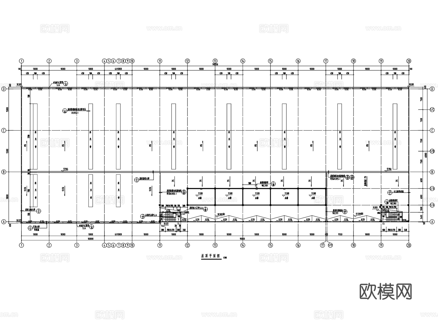 惠州工业园管材管件车间厂房工业建筑CAD施工图cad施工图