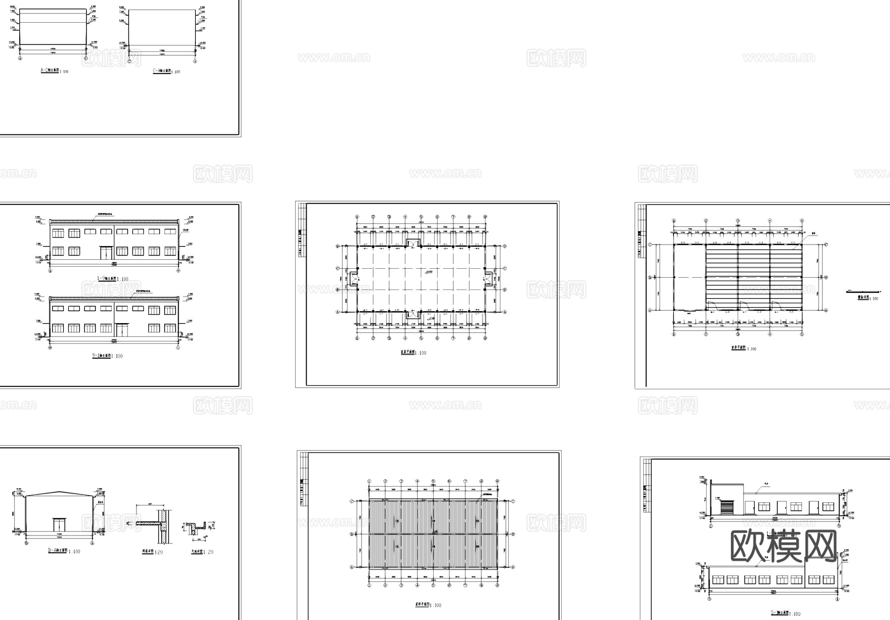 工业厂房车间建筑CAD施工图cad施工图