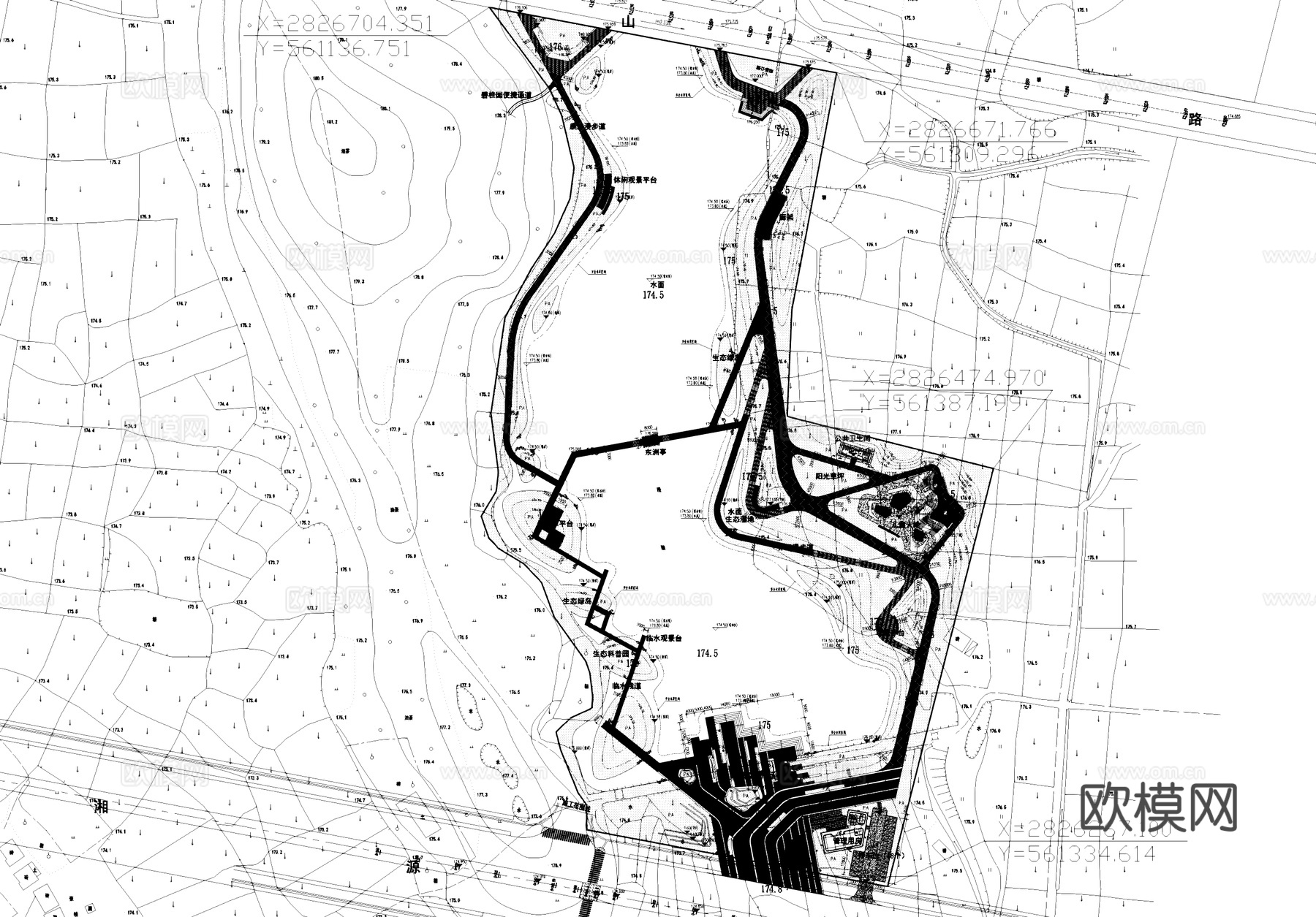 永州道县绍基公园景观平面CAD施工图cad施工图