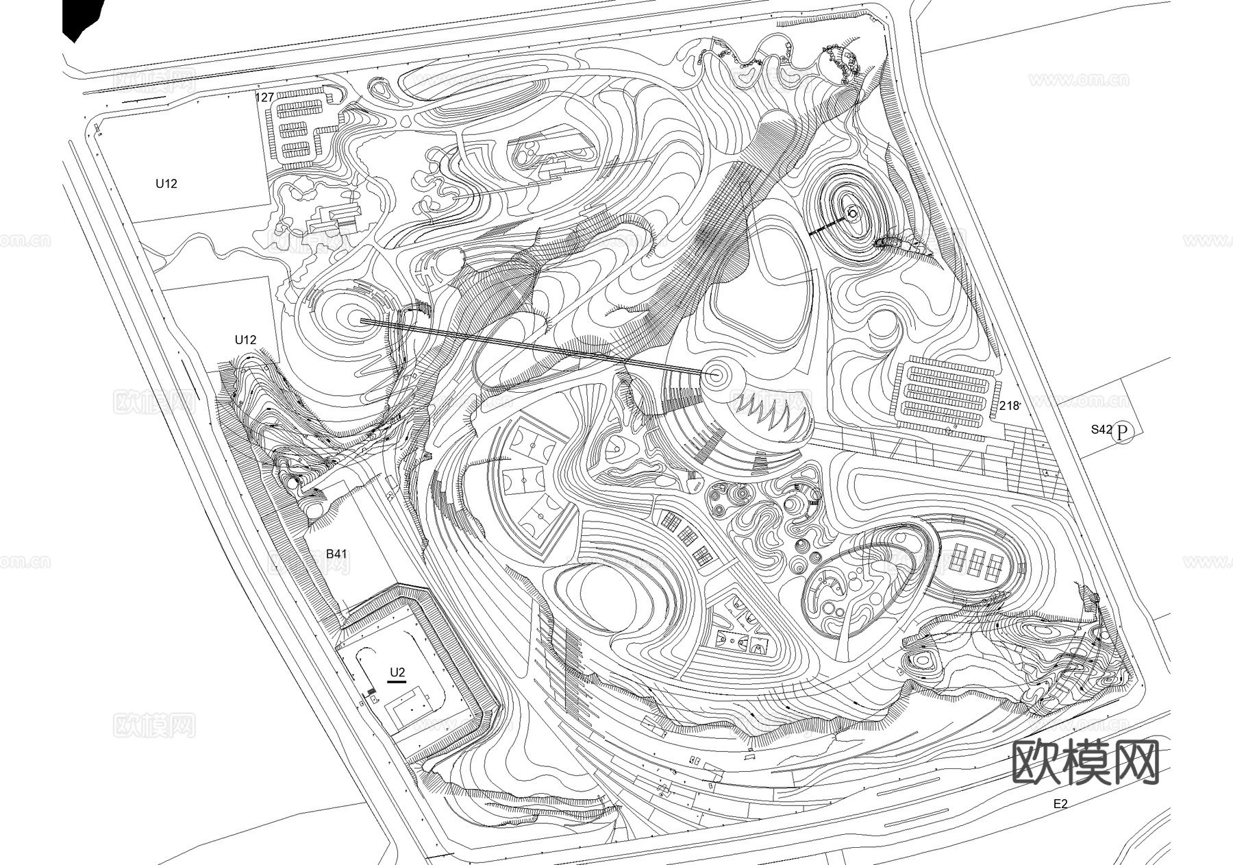综合性公园规划总平面图cad施工图