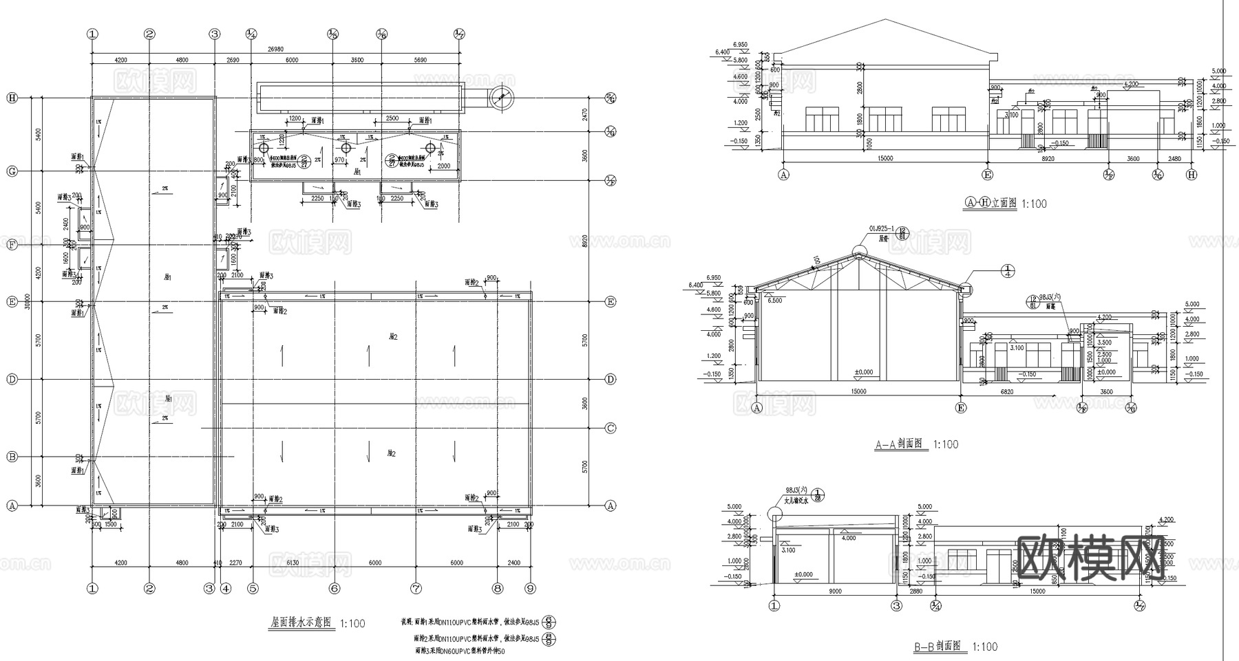 锅炉房风机间配电室水泵间设备房工业建筑CAD施工图cad施工图