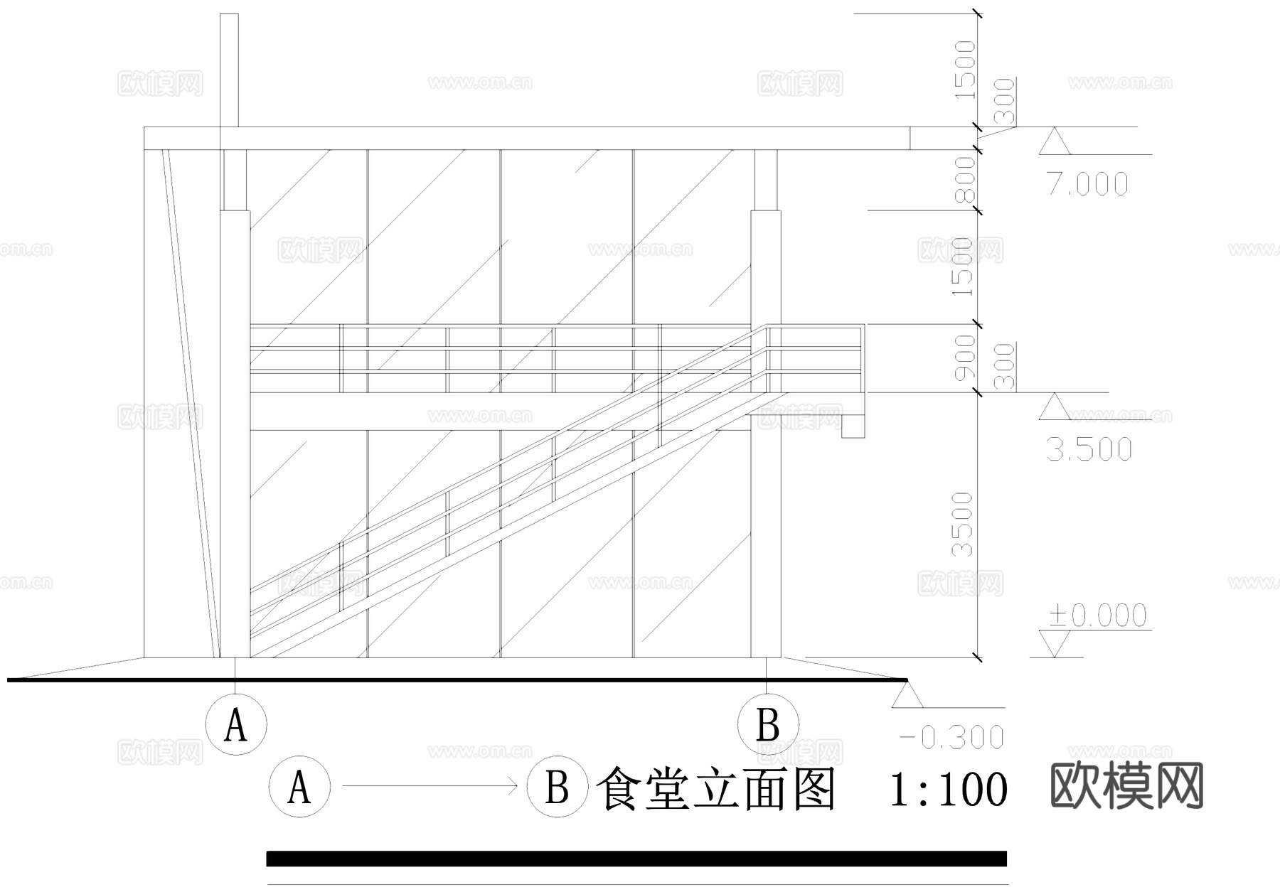 小型食堂餐厅建筑CAD施工图集cad施工图