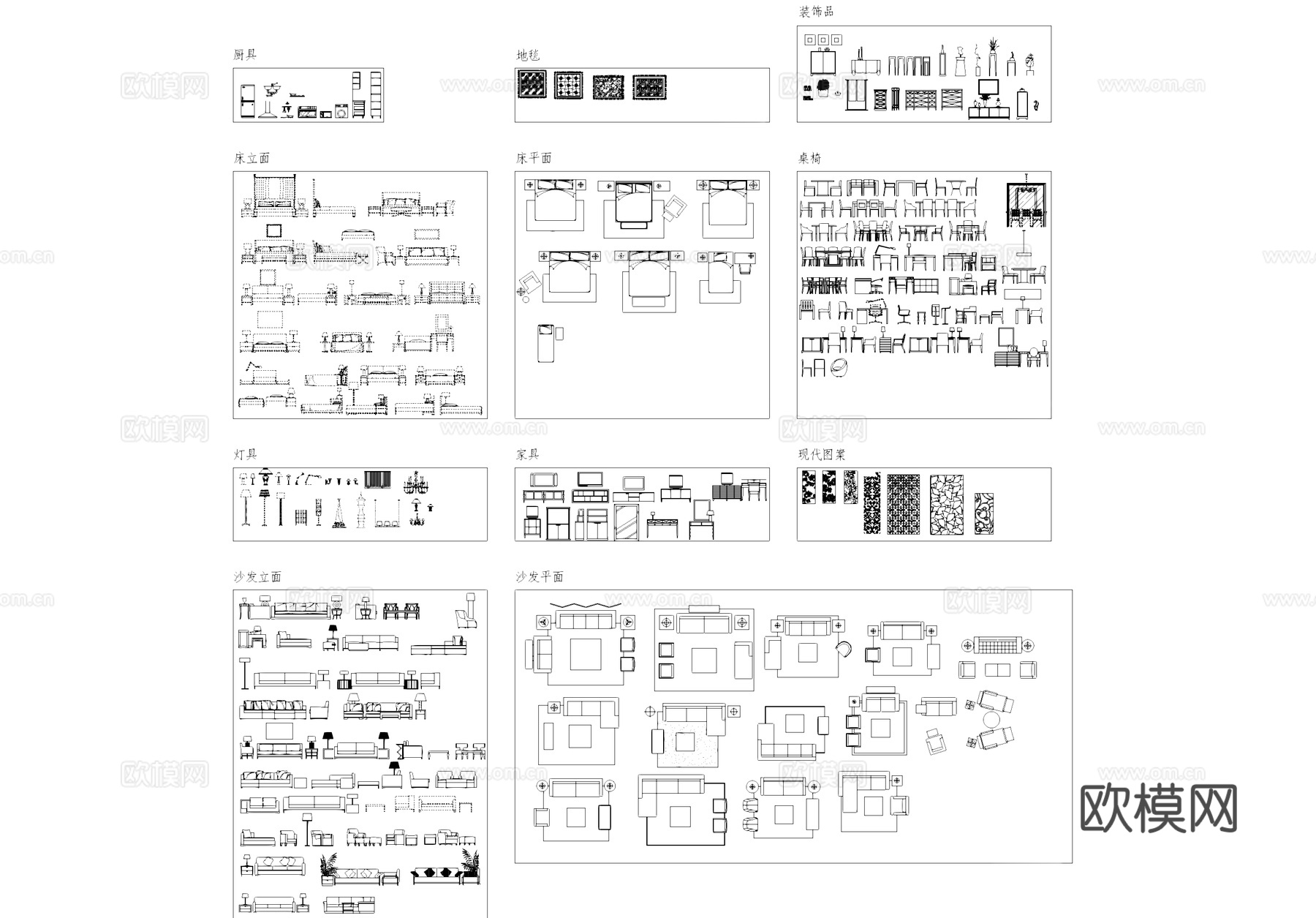 现代家装工装CAD图库cad施工图