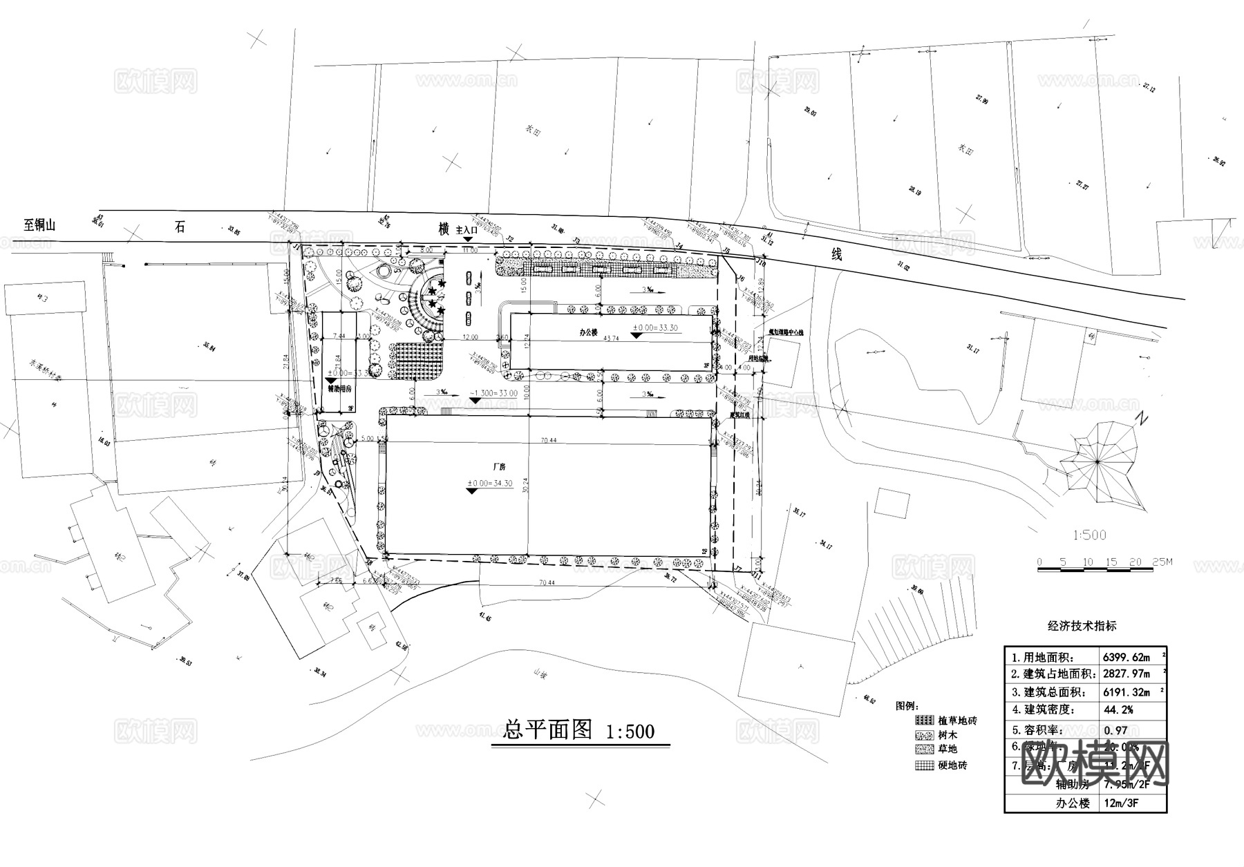 工业厂房办公楼总平面CAD施工图cad施工图