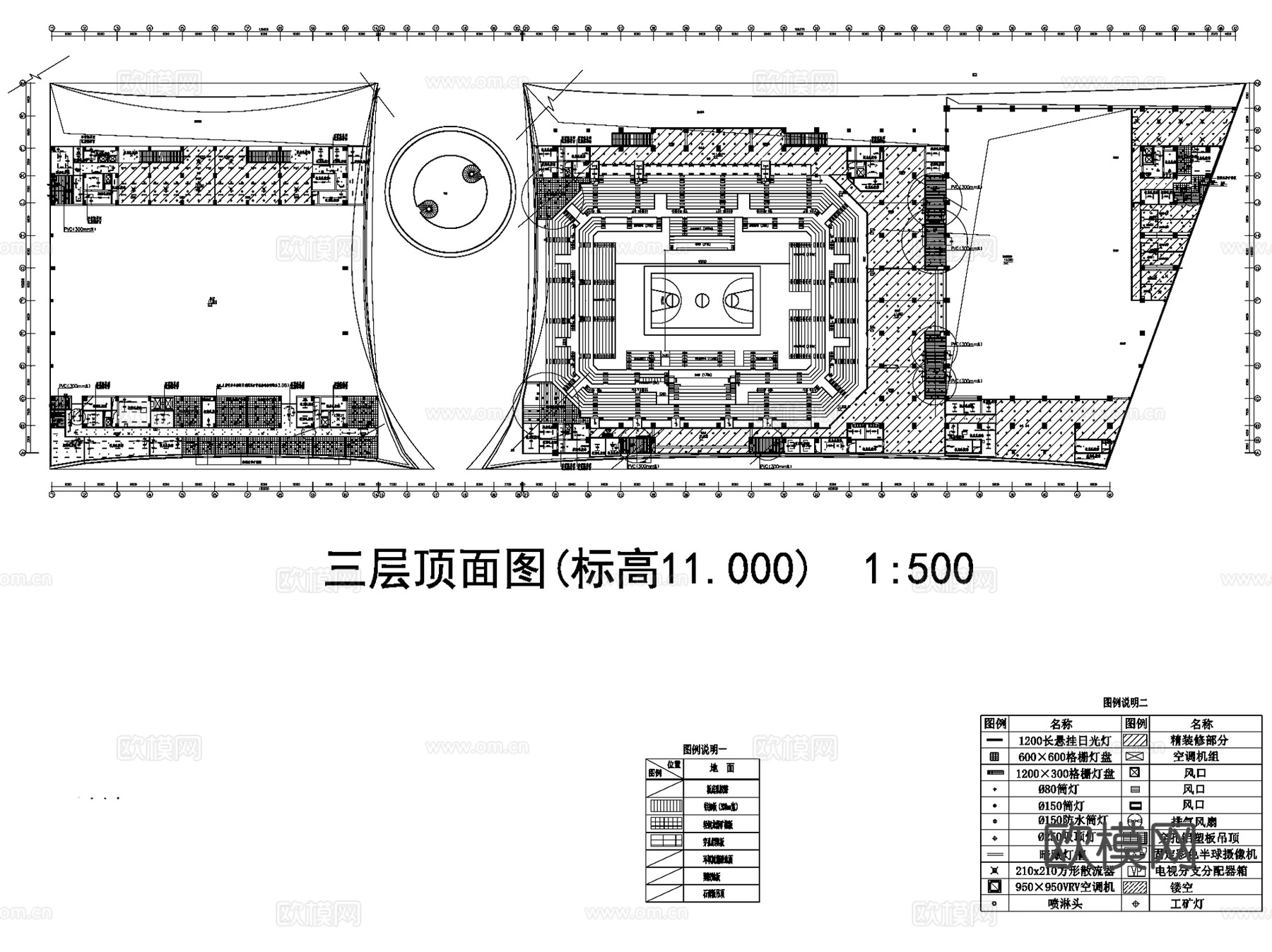 现代体育馆室内平面装修CAD图集cad施工图