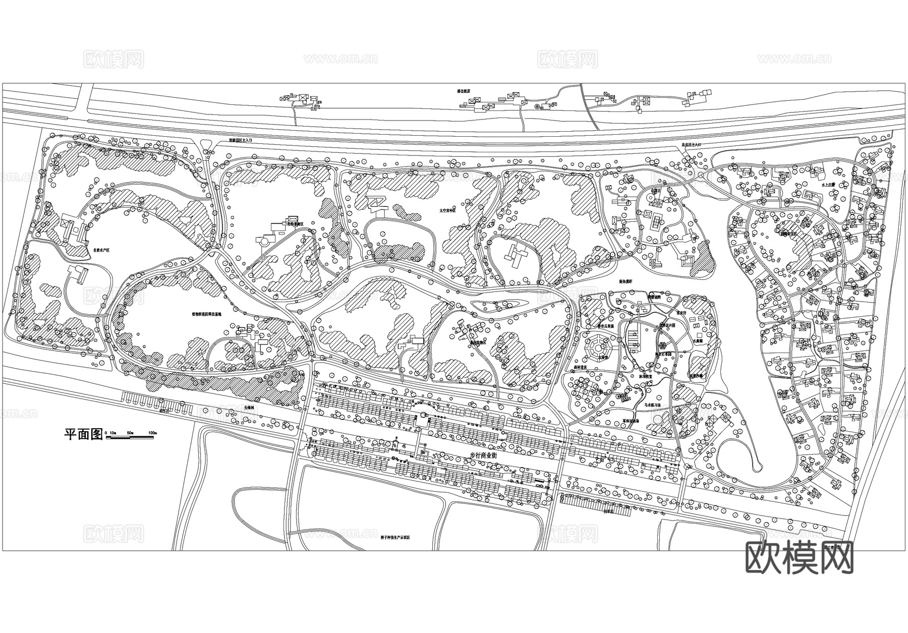 农业高科技示范园规划总平面图 景观别墅乡村农庄cad施工图