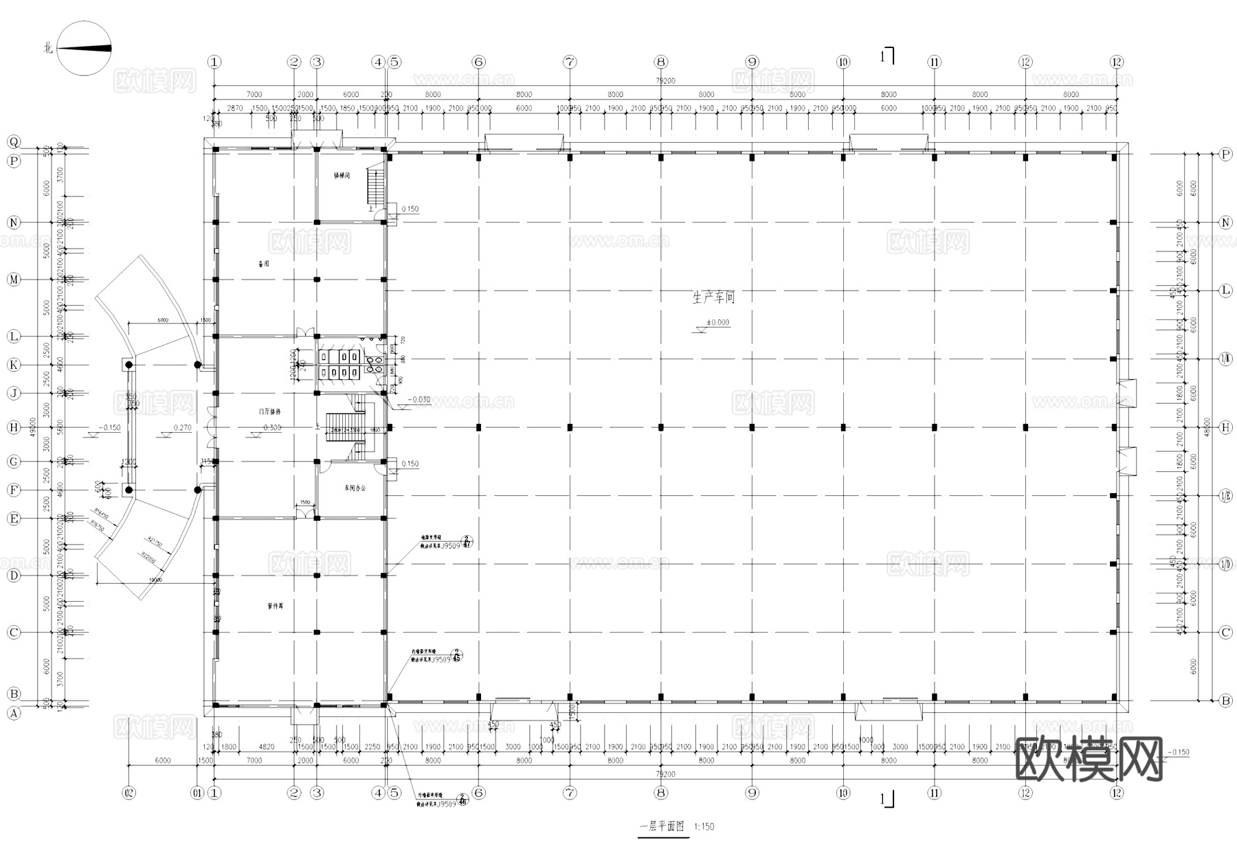 生产车间厂房工业建筑规划CAD施工图cad施工图cad施工图