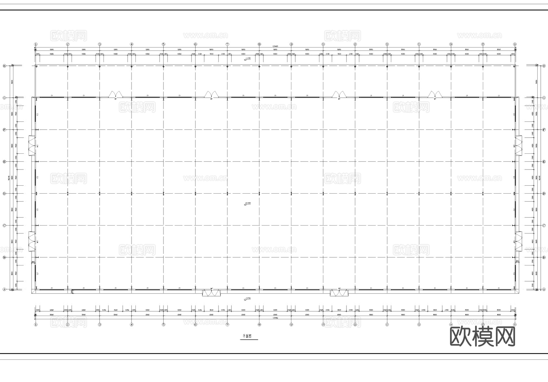 钢结构坡屋面车间厂房工业建筑CAD施工图cad施工图