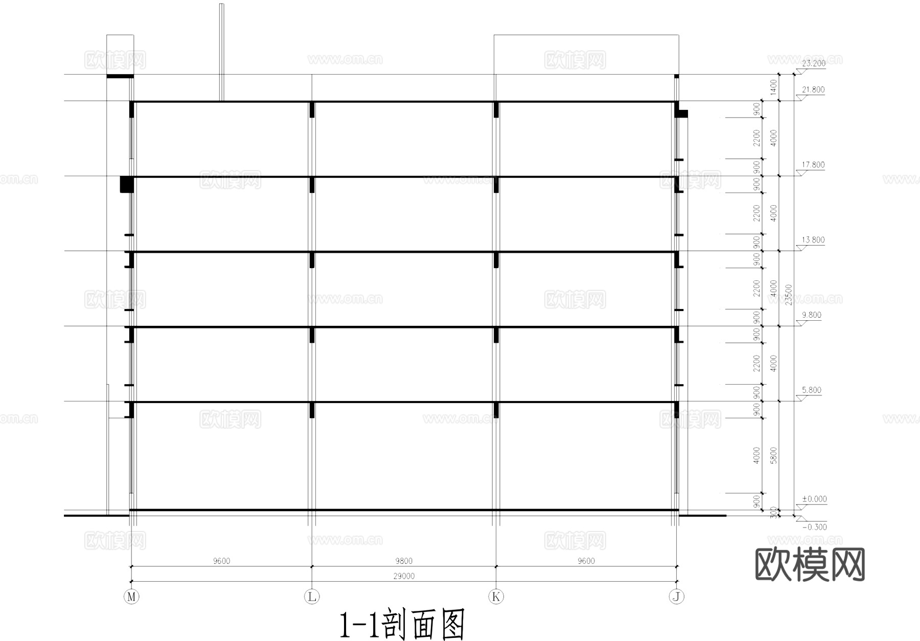 五层工业车间厂房建筑CAD施工图cad施工图